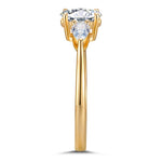 IGI Certified Lab-Grown Oval Brilliant Cut Diamond - Three Stone Classic Engagement Ring 14K Yellow Gold Plated (Includes IGI Certification from International Gemological Institute)
