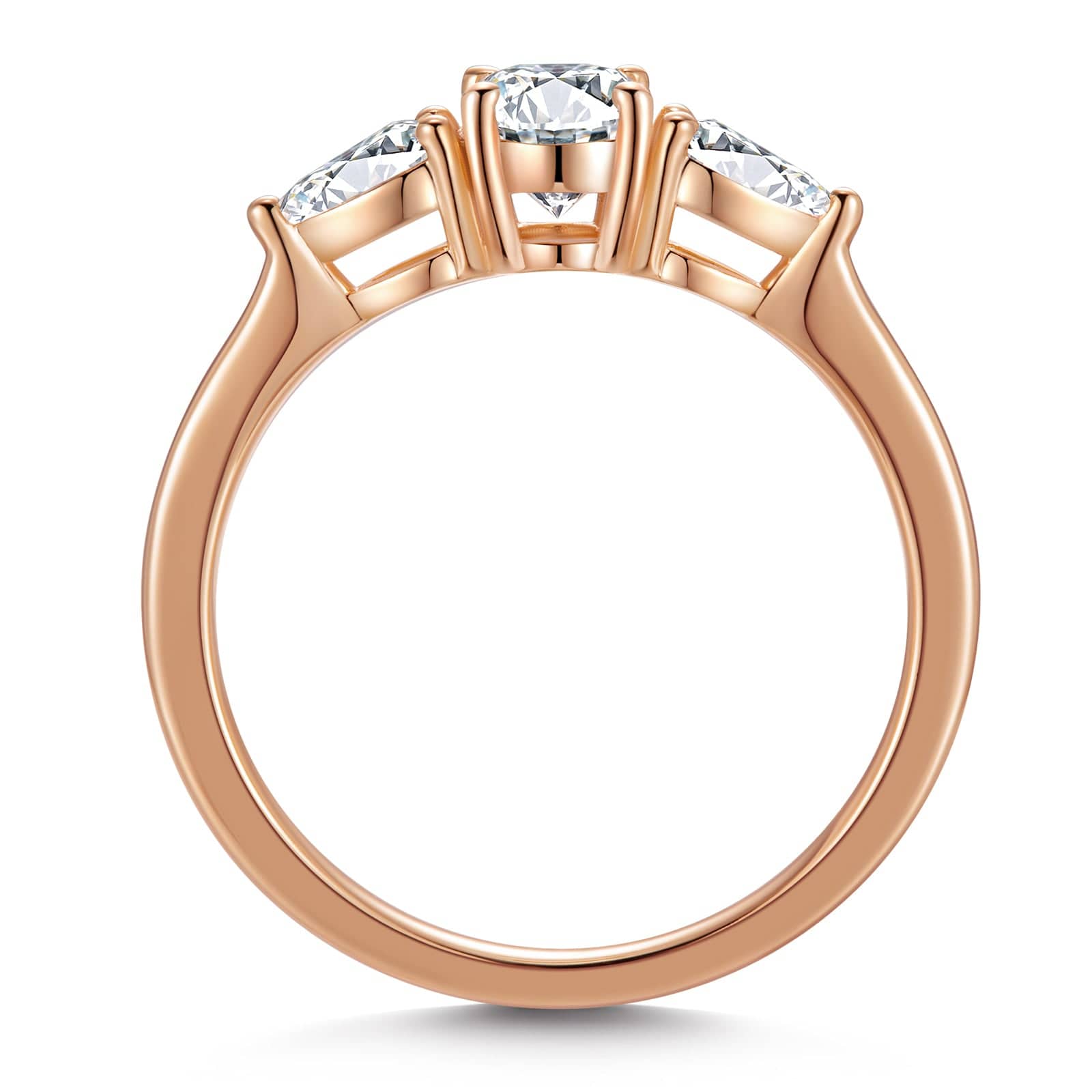 GENUINE LOVE Three Stone Engagement Ring - 1.01 Carat 14K Rose Gold with a Oval Brillant Cut Lab-Grown Diamond