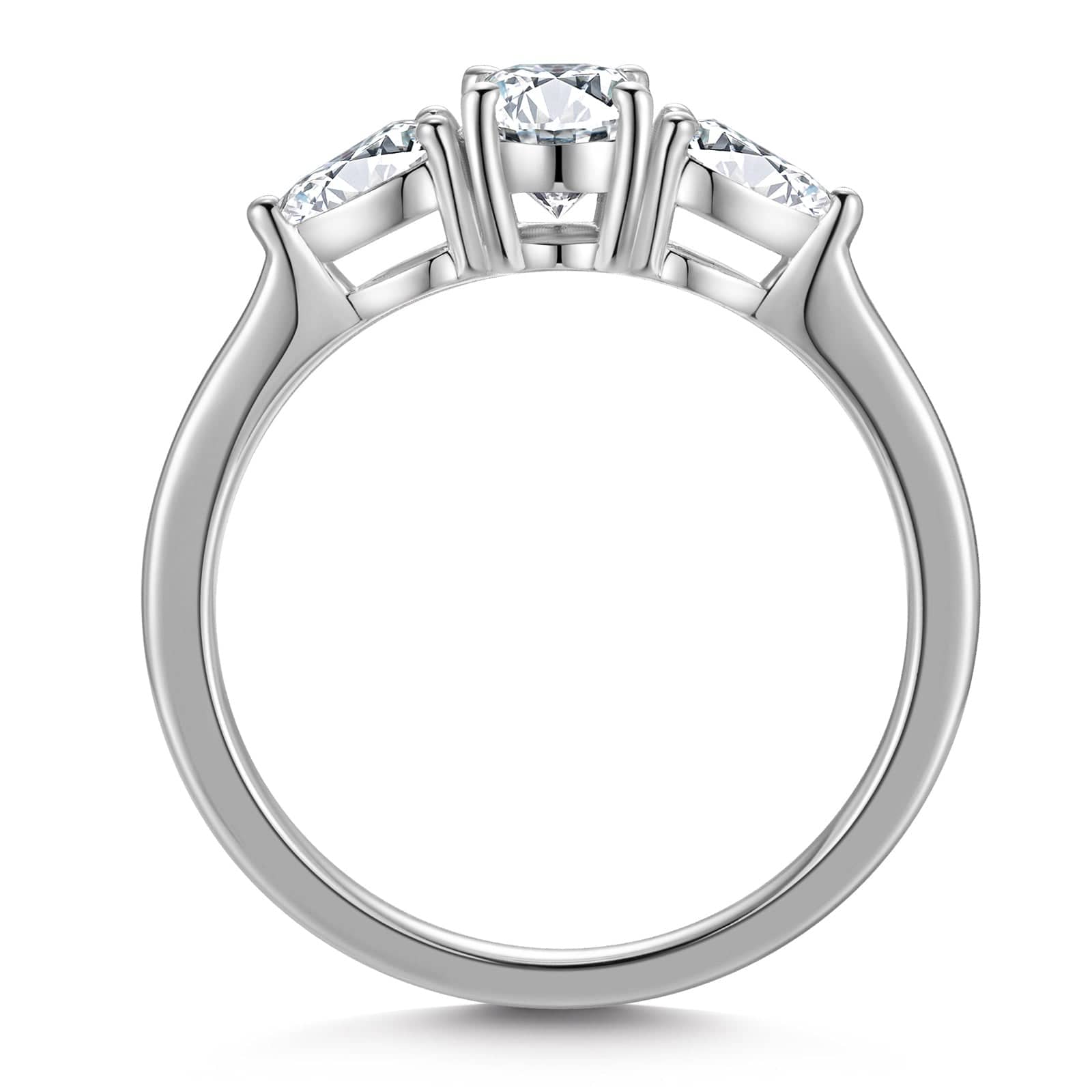 GENUINE LOVE Three Stone Engagement Ring - 1.01 Carat 14K White Gold with a Oval Brillant Cut Lab-Grown Diamond