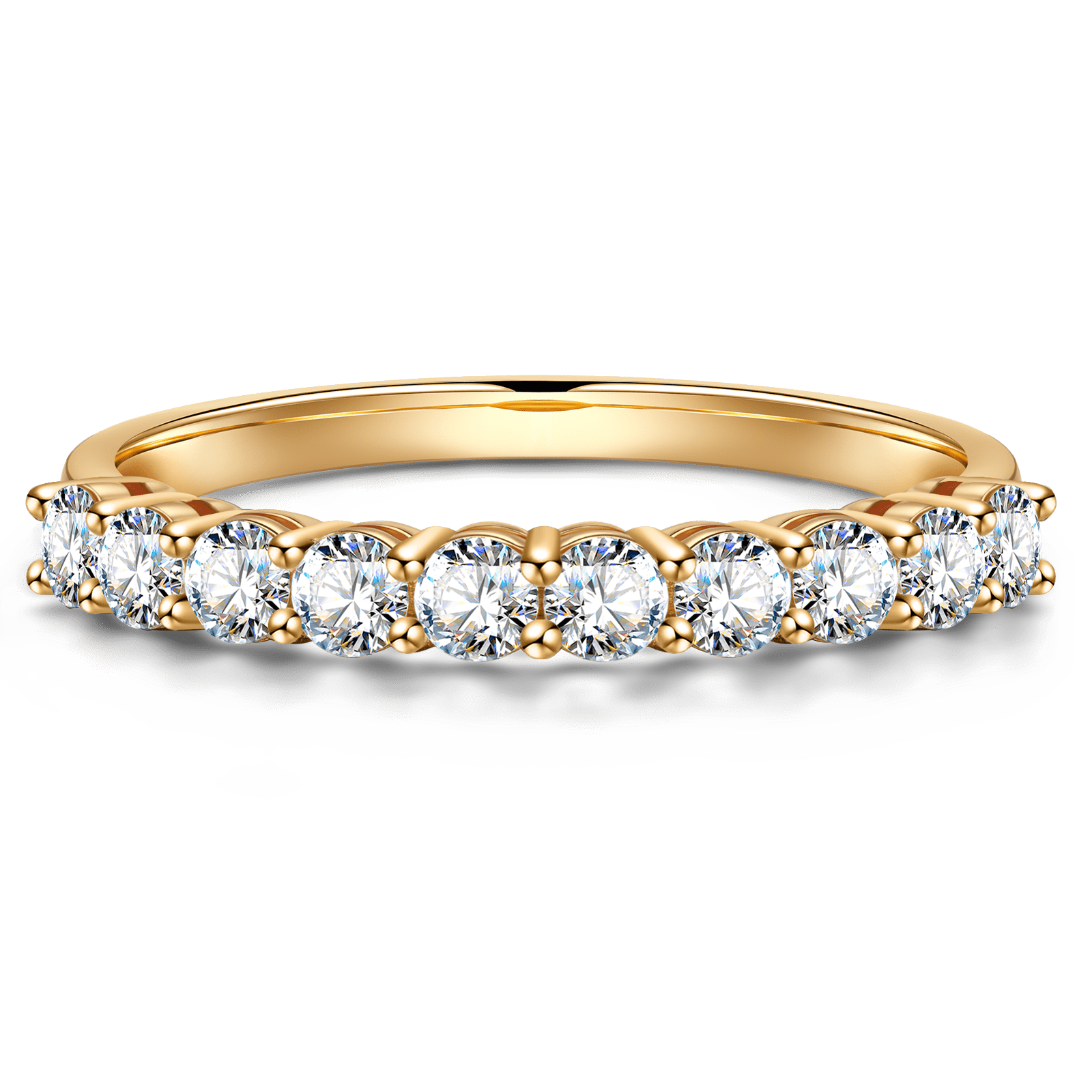 GENUINE LOVE Half-Eternity Wedding Ring - 0.69 Carat 14K Yellow Gold with Round Brillant Cut Lab-Grown Diamond