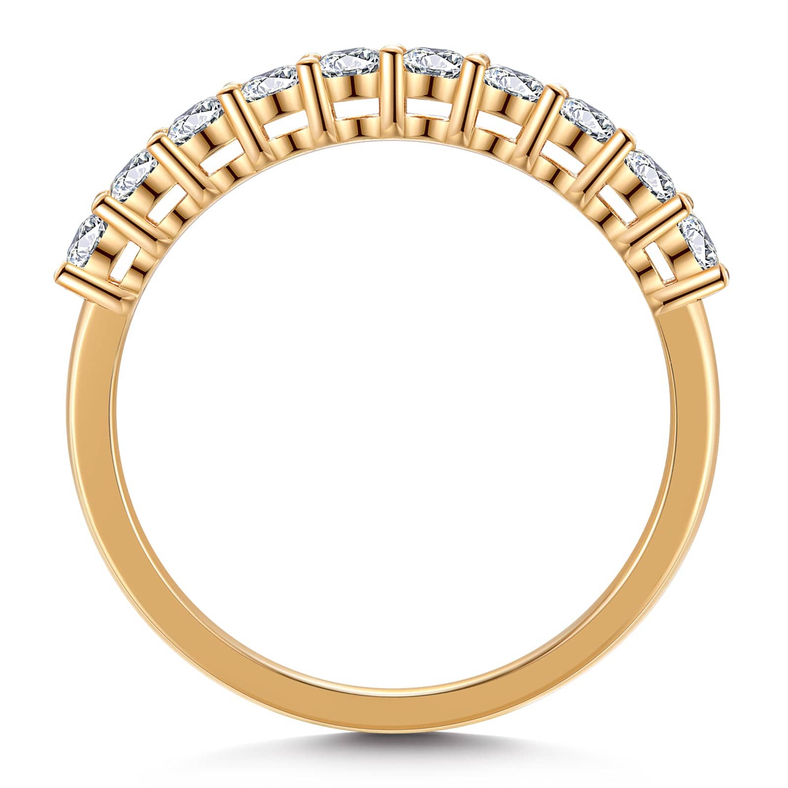 GENUINE LOVE Half-Eternity Wedding Ring - 0.69 Carat 14K Yellow Gold with Round Brillant Cut Lab-Grown Diamond