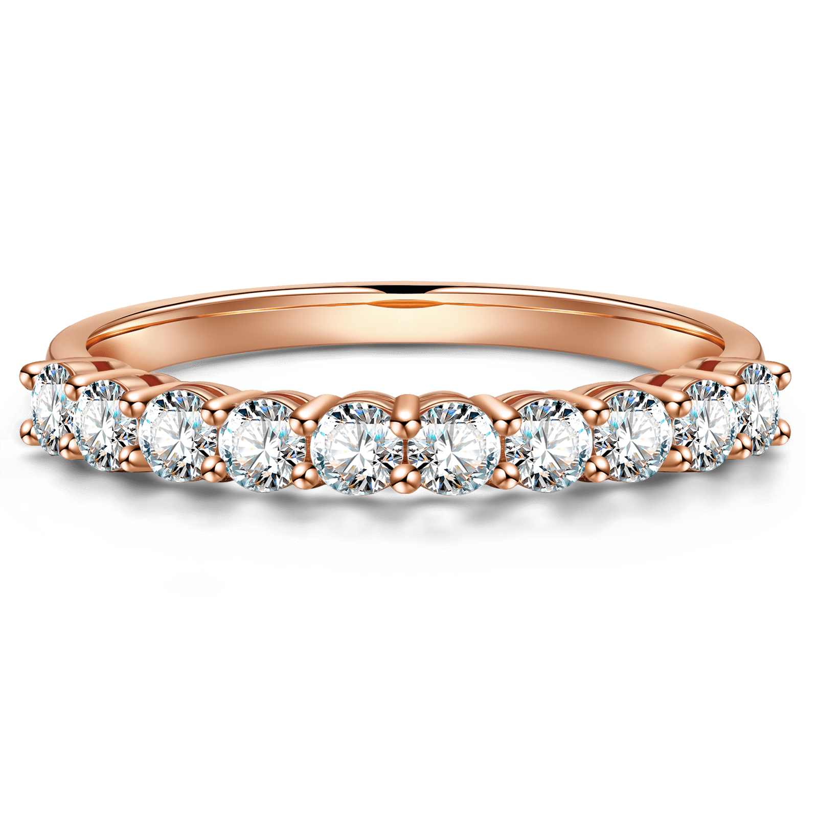 GENUINE LOVE Half-Eternity Wedding Ring - 0.69 Carat 14K Rose Gold with Round Brillant Cut Lab-Grown Diamond