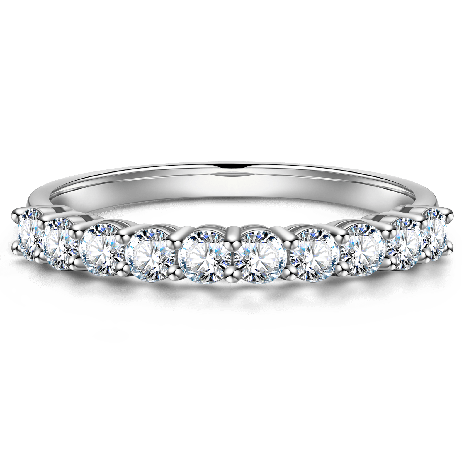 GENUINE LOVE Half-Eternity Wedding Ring - 0.69 Carat 14K White Gold with Round Brillant Cut Lab-Grown Diamond