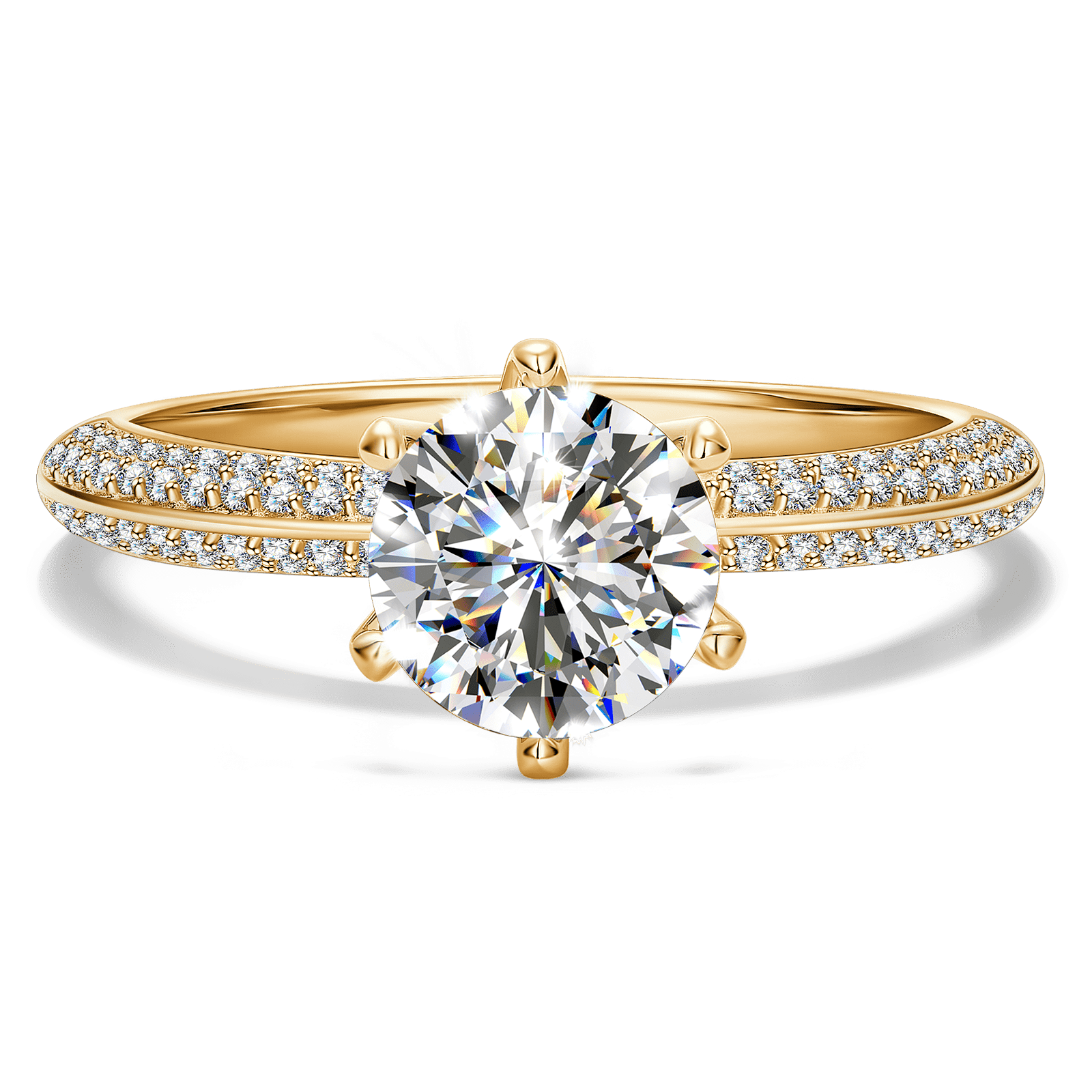 GENUINE LOVE Hidden Halo Engagement Ring - 1.00 Carat 10K Yellow Gold with a Round Brillant Cut Lab-Grown Diamond