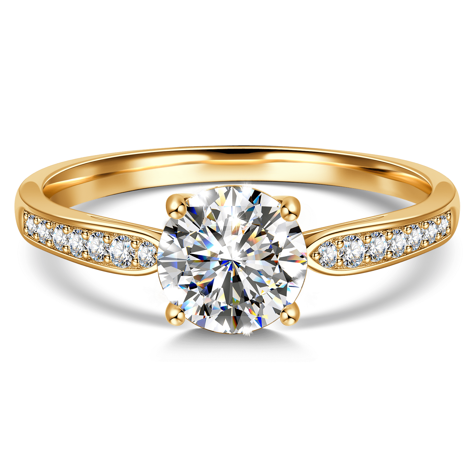 GENUINE LOVE Pave Engagement Ring - 1.00 Carat 14K Yellow Gold with a Round Brillant Cut Lab-Grown Diamond