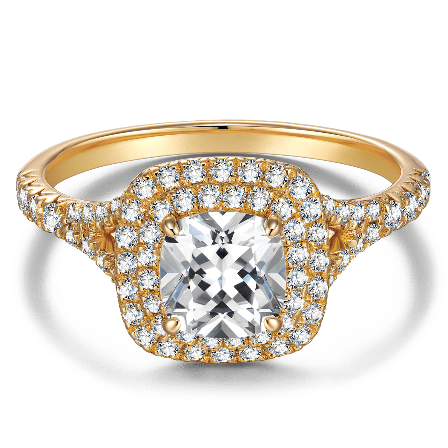 GENUINE LOVE Halo Engagement Ring - 1.02 Carat 14K Yellow Gold with a Cushion Cut Lab-Grown Diamond