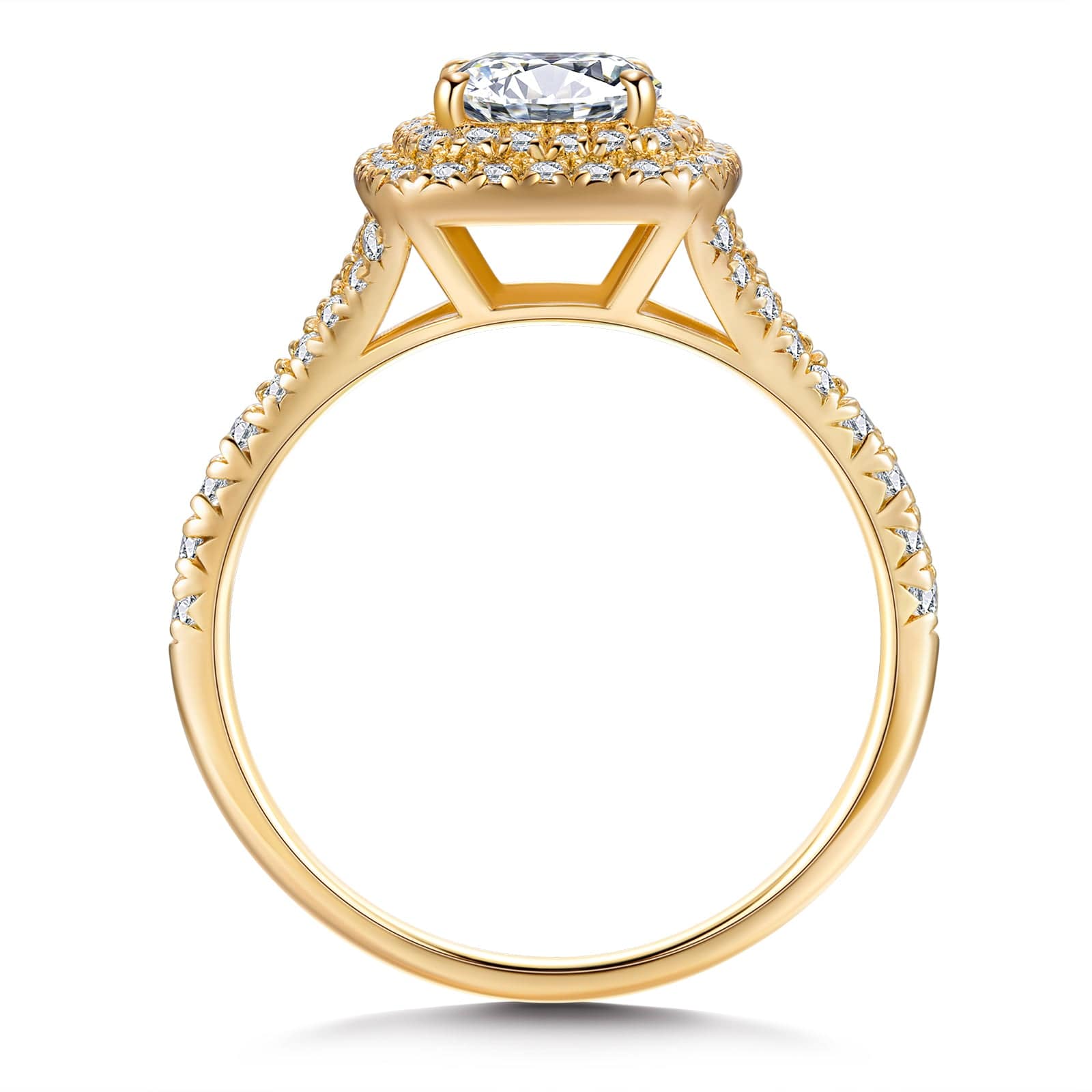 GENUINE LOVE Halo Engagement Ring - 1.02 Carat 14K Yellow Gold with a Cushion Cut Lab-Grown Diamond