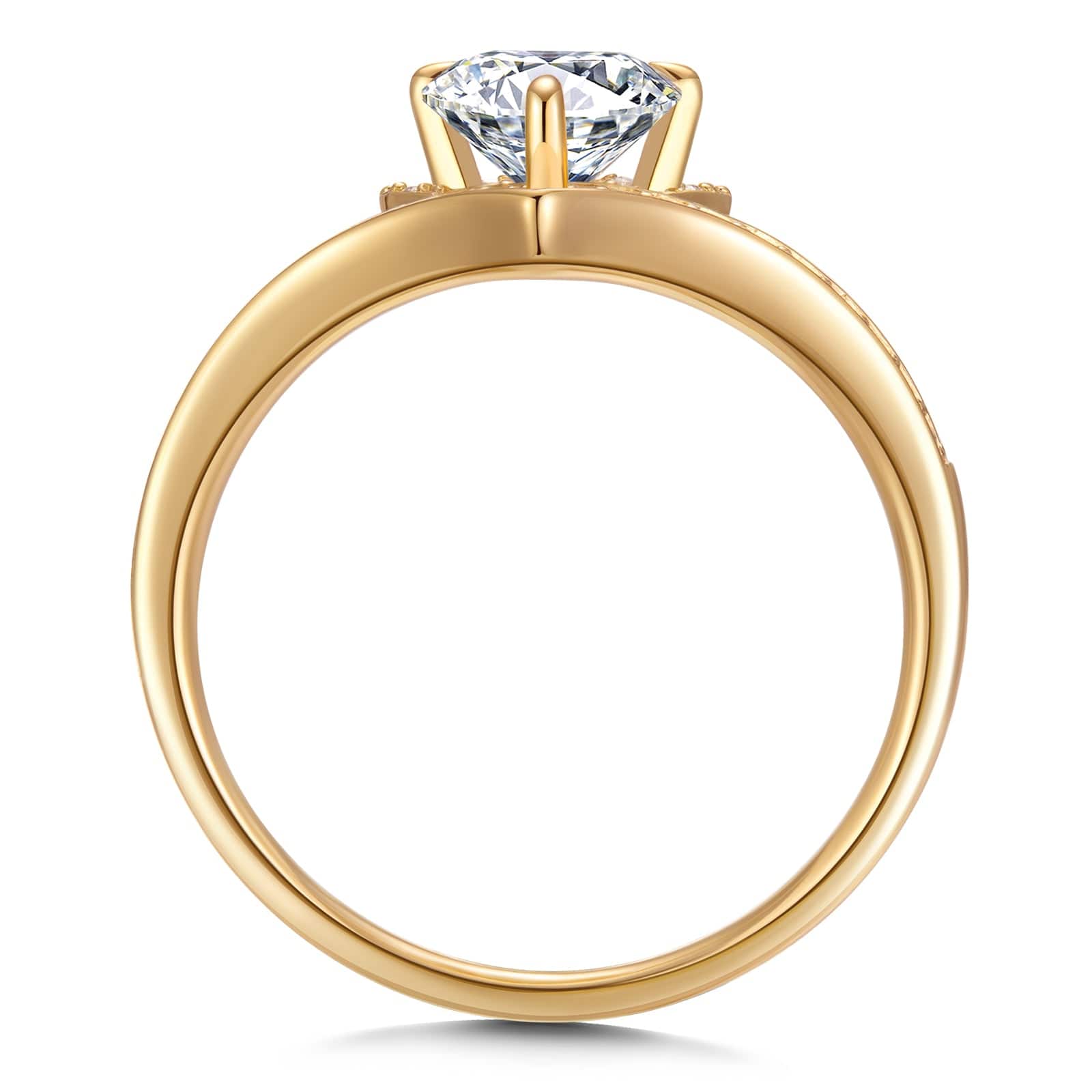 GENUINE LOVE Halo Engagement Ring - 1.00 Carat 18K Yellow Gold with a Round Brillant Cut Lab-Grown Diamond