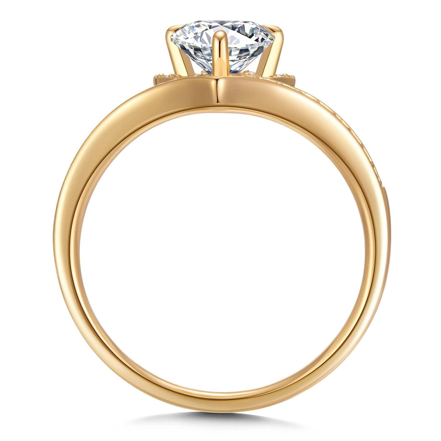 IGI Certified Lab-Grown Round Brilliant Cut Diamond - Pave Classic Engagement Ring 14K Yellow Gold Plated (Includes IGI Certification from International Gemological Institute)