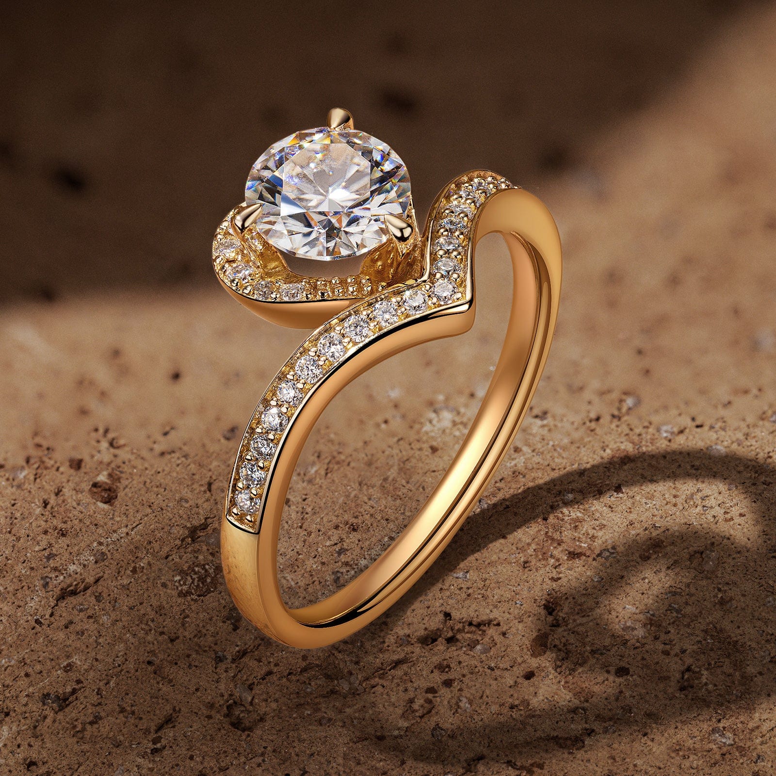 GENUINE LOVE Halo Engagement Ring - 1.00 Carat 18K Yellow Gold with a Round Brillant Cut Lab-Grown Diamond