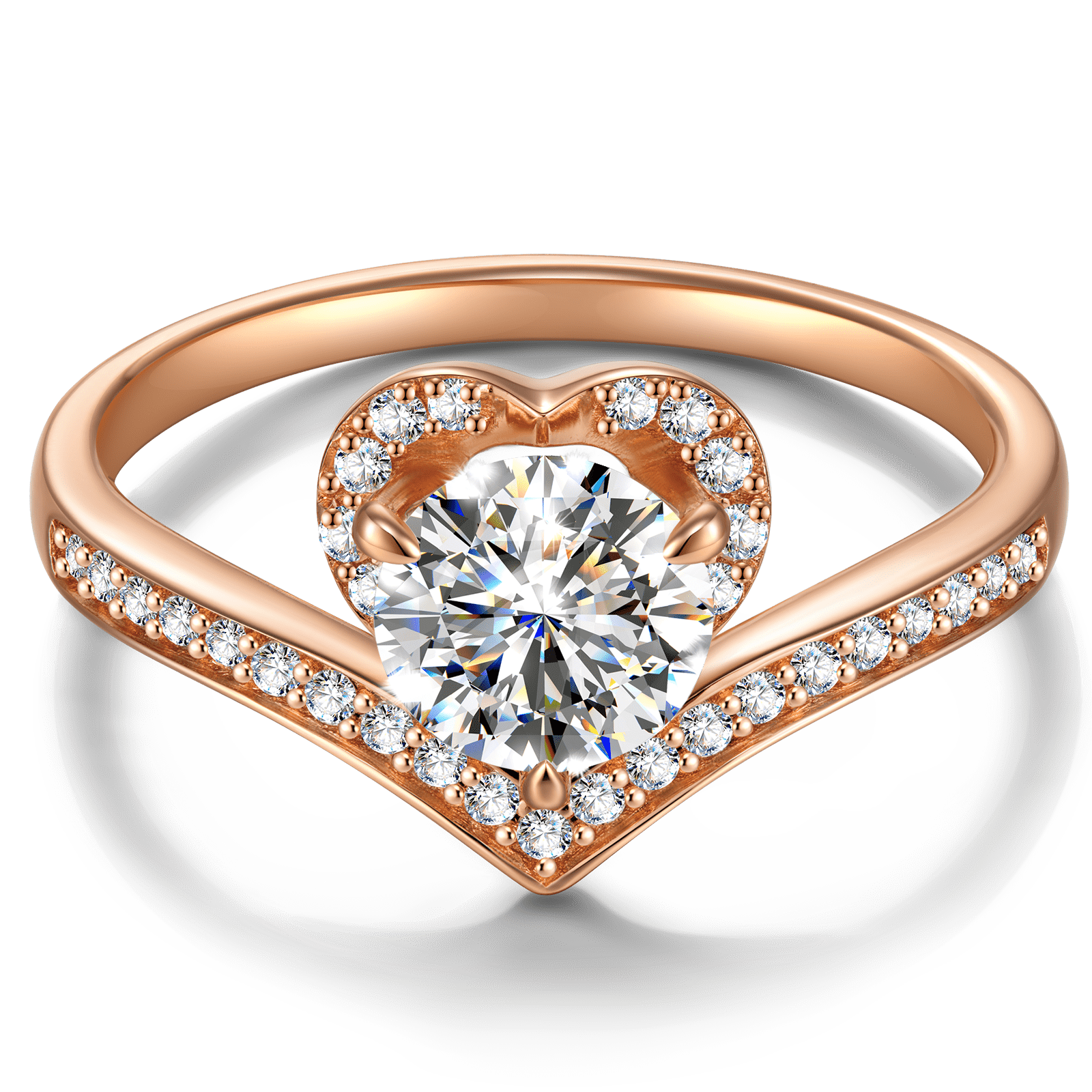 GENUINE LOVE Halo Engagement Ring - 1.00 Carat 14K Rose Gold with a Round Brillant Cut Lab-Grown Diamond