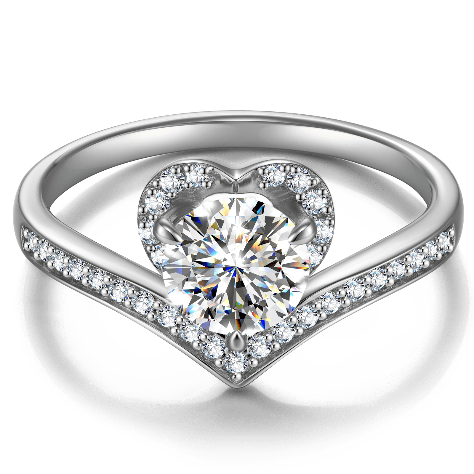 GENUINE LOVE Halo Engagement Ring - 1.00 Carat 14K White Gold with a Round Brillant Cut Lab-Grown Diamond