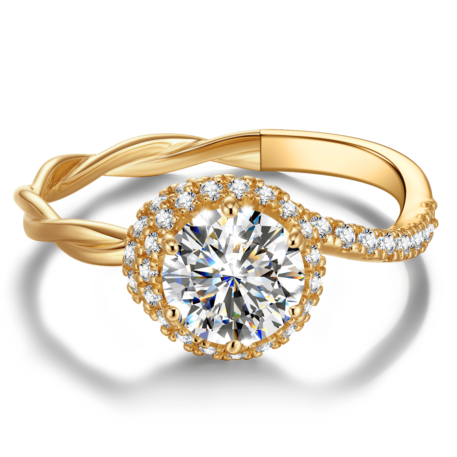 GENUINE LOVE Halo Engagement Ring - 1.00 Carat 14K Yellow Gold with a Round Brillant Cut Lab-Grown Diamond