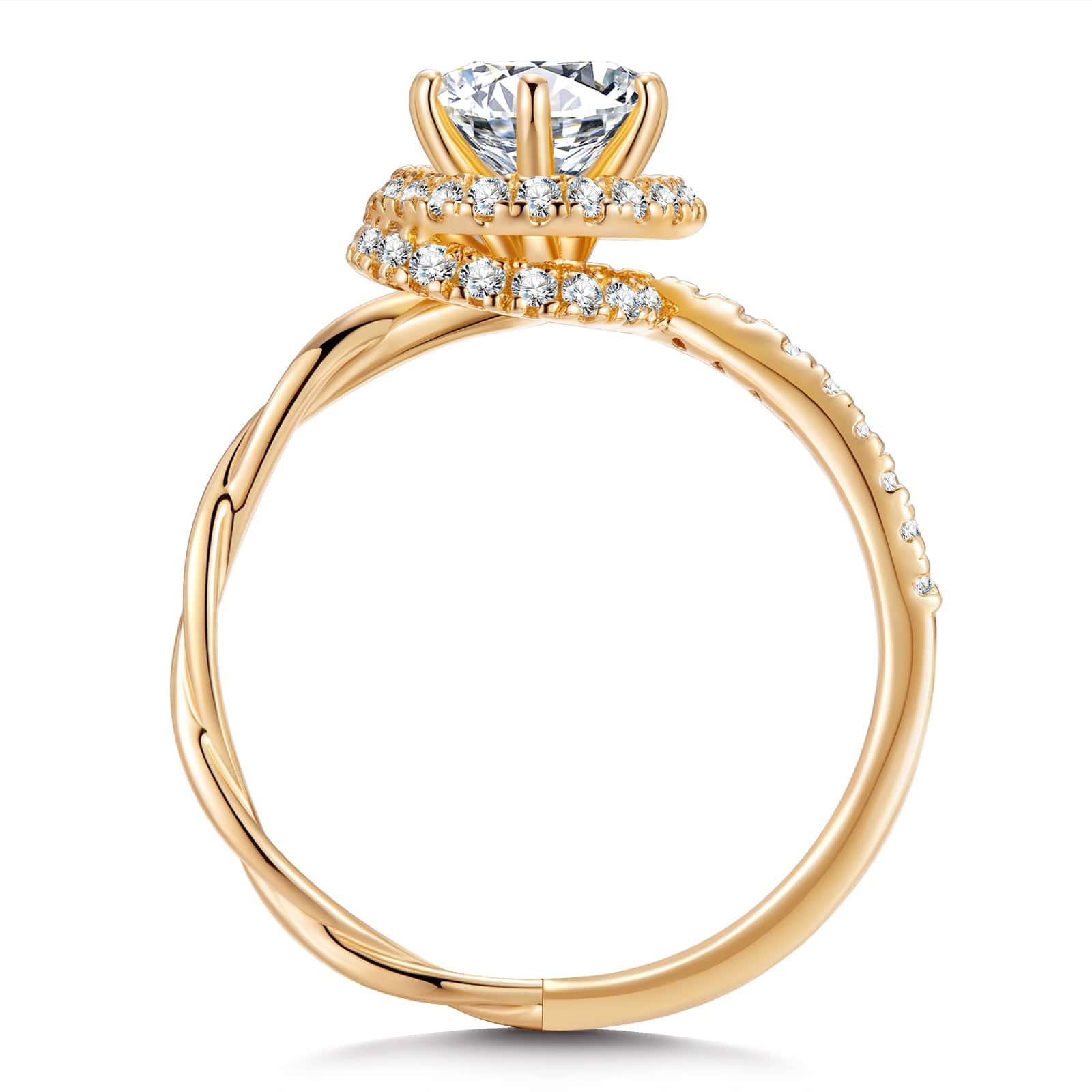 GENUINE LOVE Halo Engagement Ring - 1.00 Carat 14K Yellow Gold with a Round Brillant Cut Lab-Grown Diamond