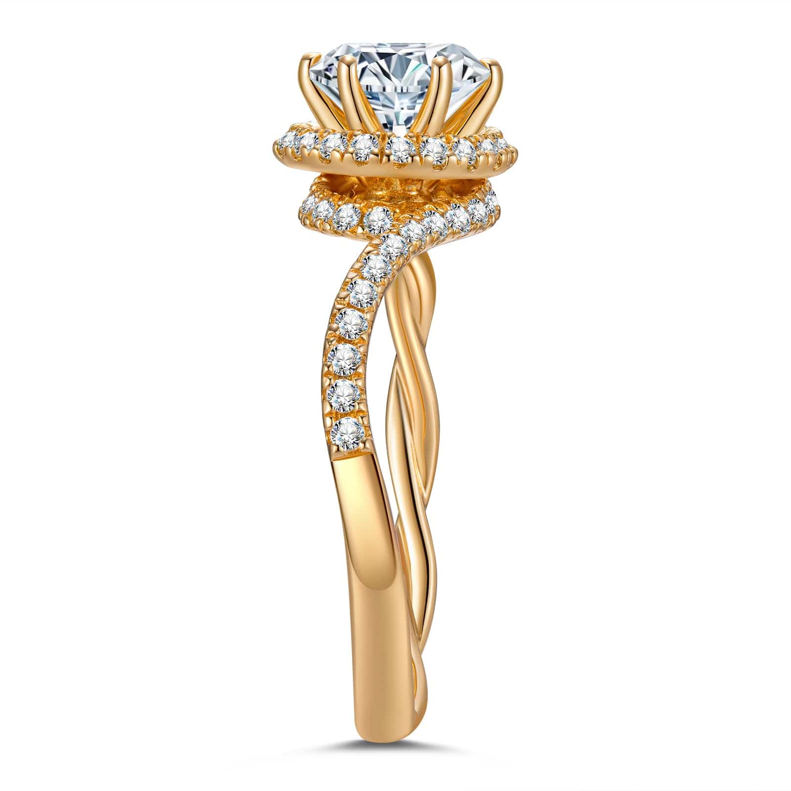 GENUINE LOVE Halo Engagement Ring - 1.00 Carat 14K Yellow Gold with a Round Brillant Cut Lab-Grown Diamond