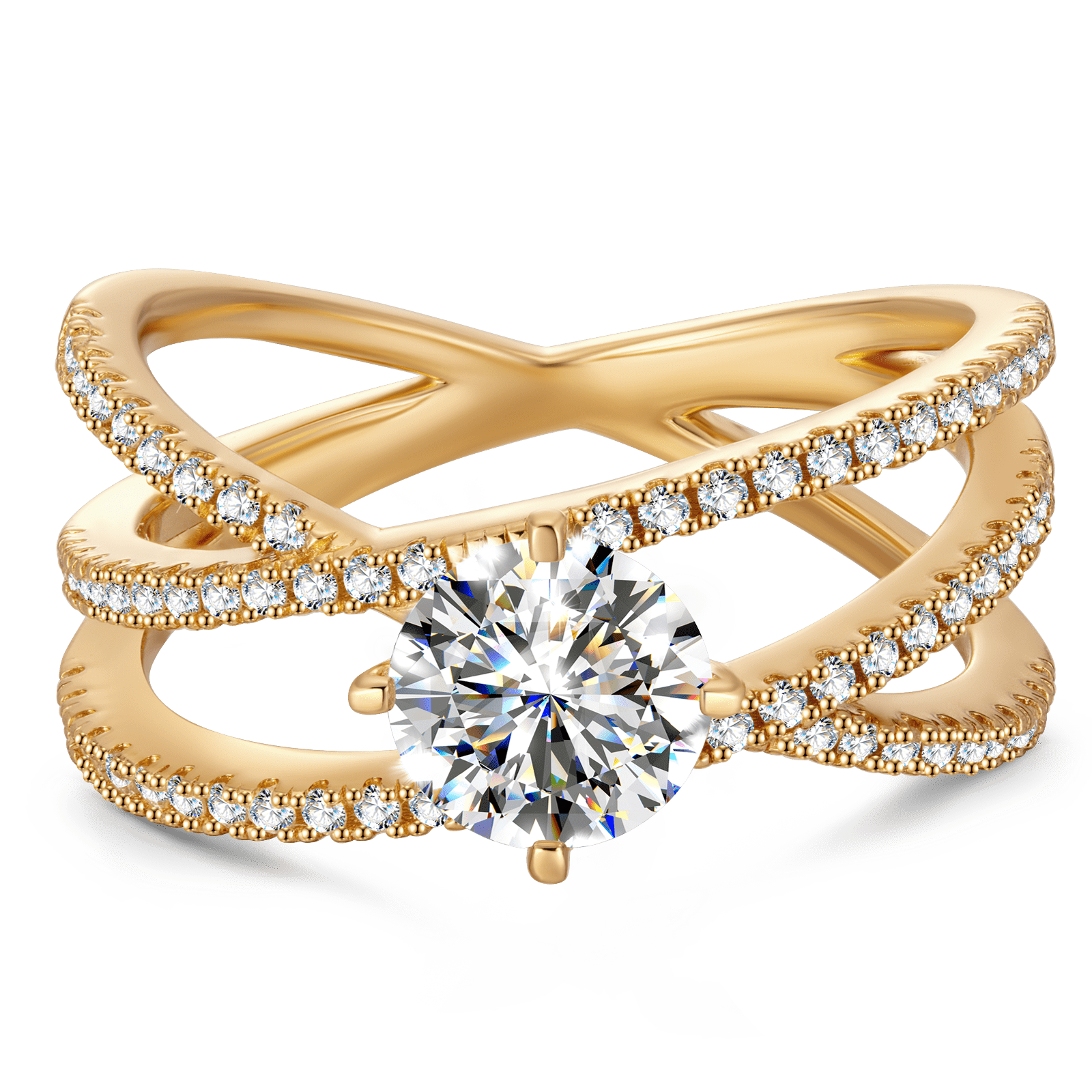 GENUINE LOVE Pave Engagement Ring - 1.00 Carat 14K Yellow Gold with a Round Brillant Cut Lab-Grown Diamond