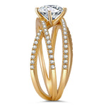 IGI Certified Lab-Grown Round Brilliant Cut Diamond - Pave Classic Engagement Ring 14K Yellow Gold Plated (Includes IGI Certification from International Gemological Institute)