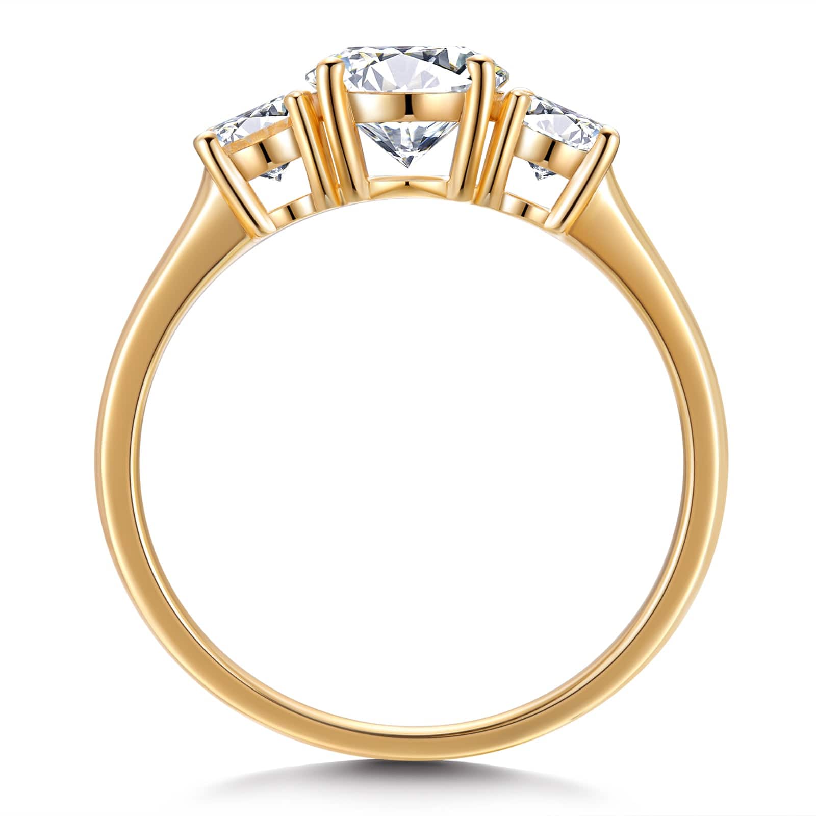 GENUINE LOVE Three Stone Engagement Ring - 1.00 Carat 14K Yellow Gold with a Round Brillant Cut Lab-Grown Diamond