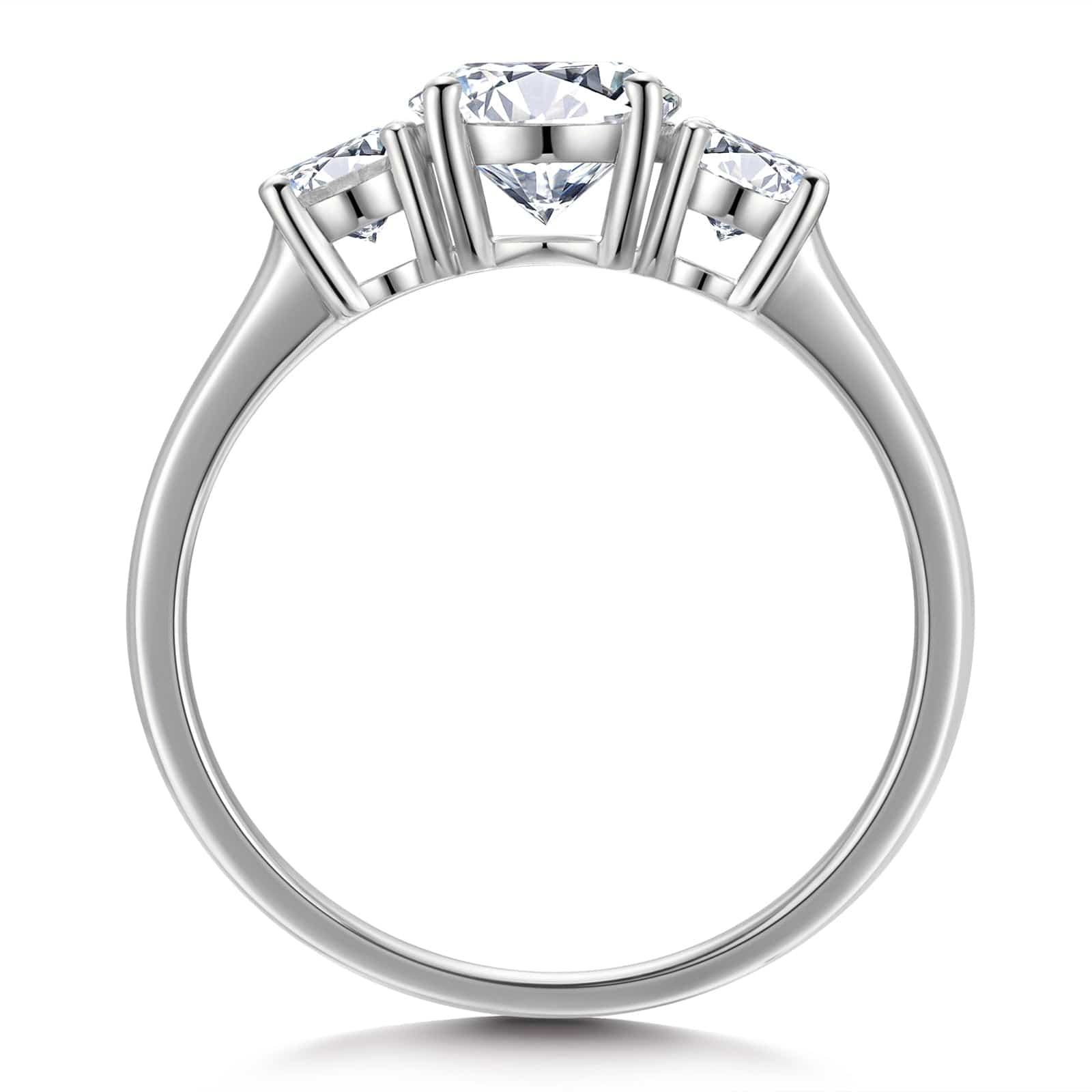 GENUINE LOVE Three Stone Engagement Ring - 1.00 Carat 14K White Gold with a Round Brillant Cut Lab-Grown Diamond