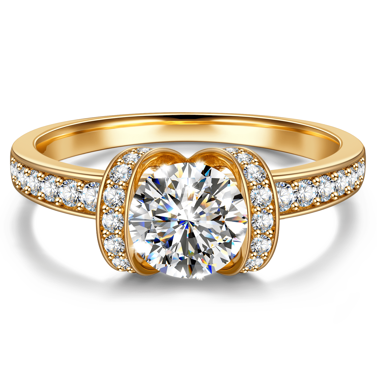 GENUINE LOVE Halo Engagement Ring - 1.00 Carat 14K Yellow Gold with a Round Brillant Cut Lab-Grown Diamond