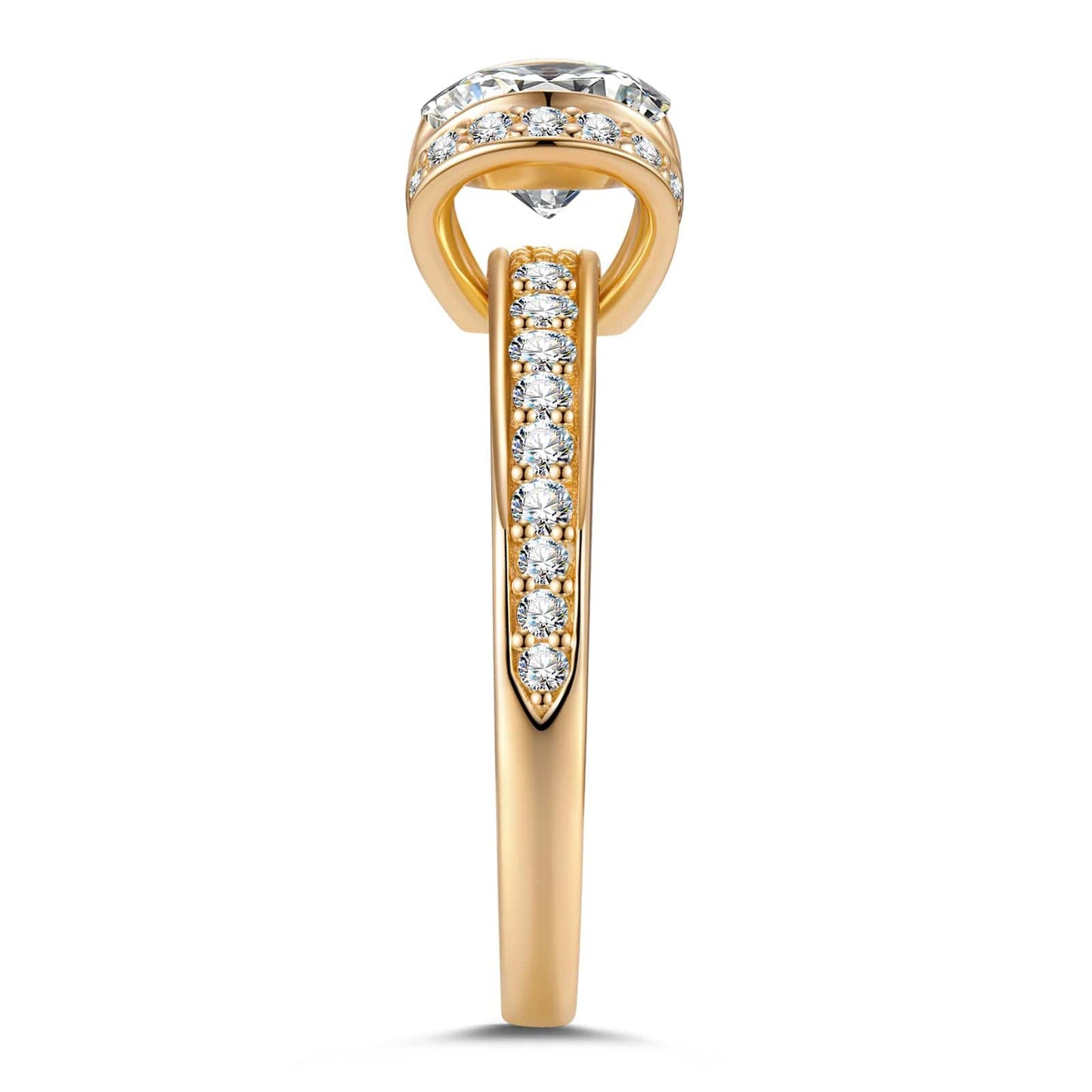 IGI Certified Lab-Grown Round Brilliant Cut Diamond - Halo Classic Engagement Ring 14K Yellow Gold Plated (Includes IGI Certification from International Gemological Institute)