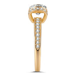 IGI Certified Lab-Grown Round Brilliant Cut Diamond - Halo Classic Engagement Ring 14K Yellow Gold Plated (Includes IGI Certification from International Gemological Institute)