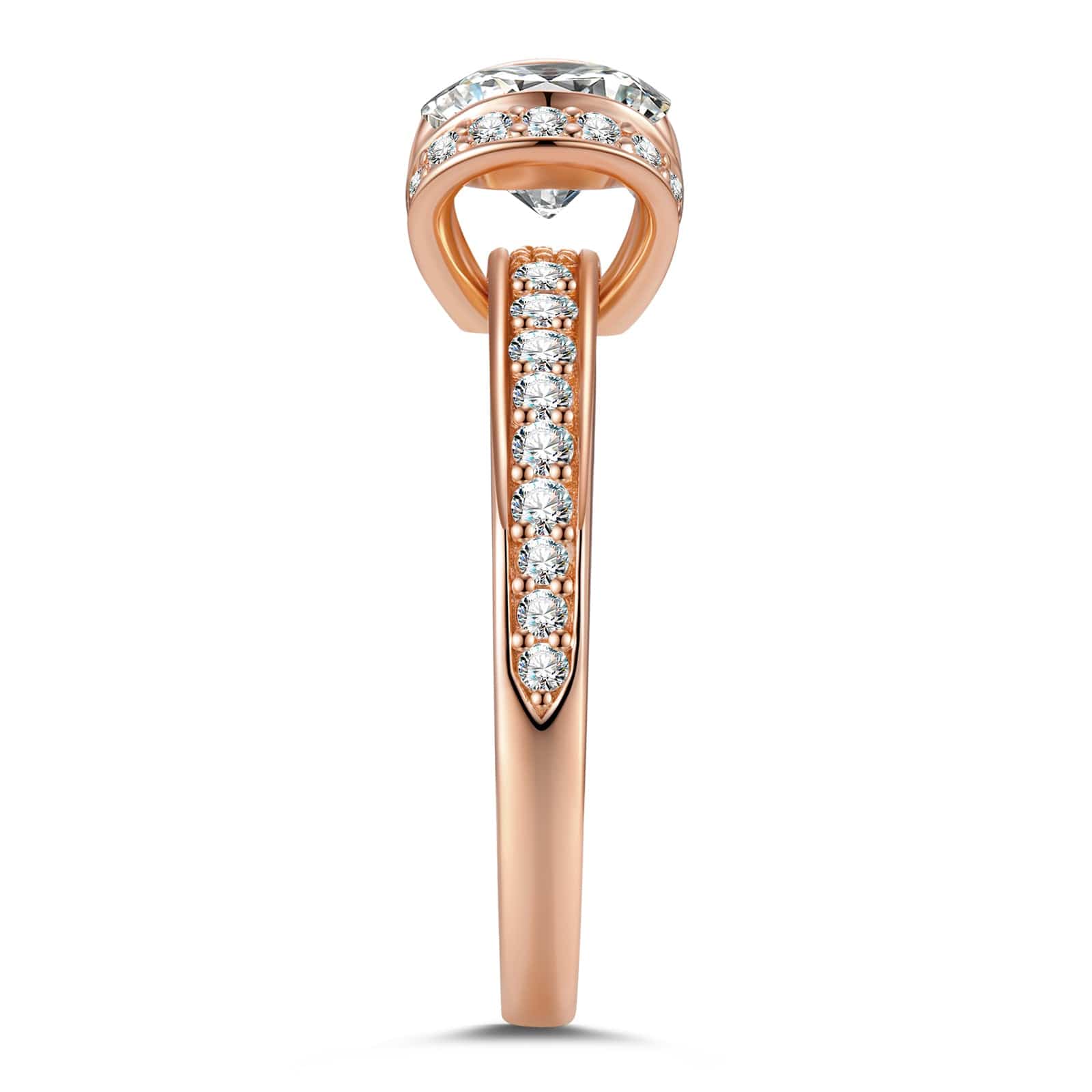 GENUINE LOVE Halo Engagement Ring - 1.00 Carat 14K Rose Gold with a Round Brillant Cut Lab-Grown Diamond