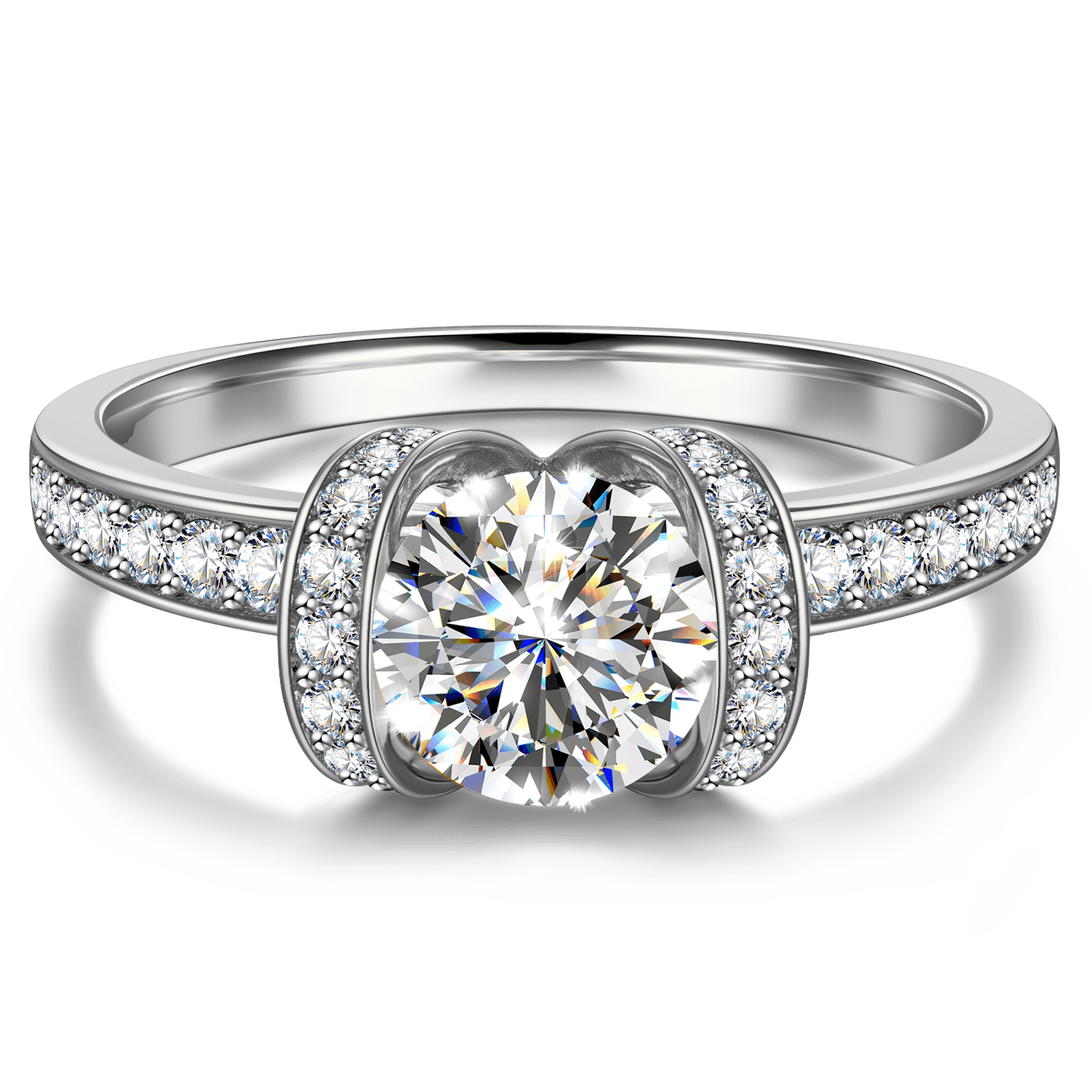 GENUINE LOVE Halo Engagement Ring - 1.00 Carat 14K White Gold with a Round Brillant Cut Lab-Grown Diamond