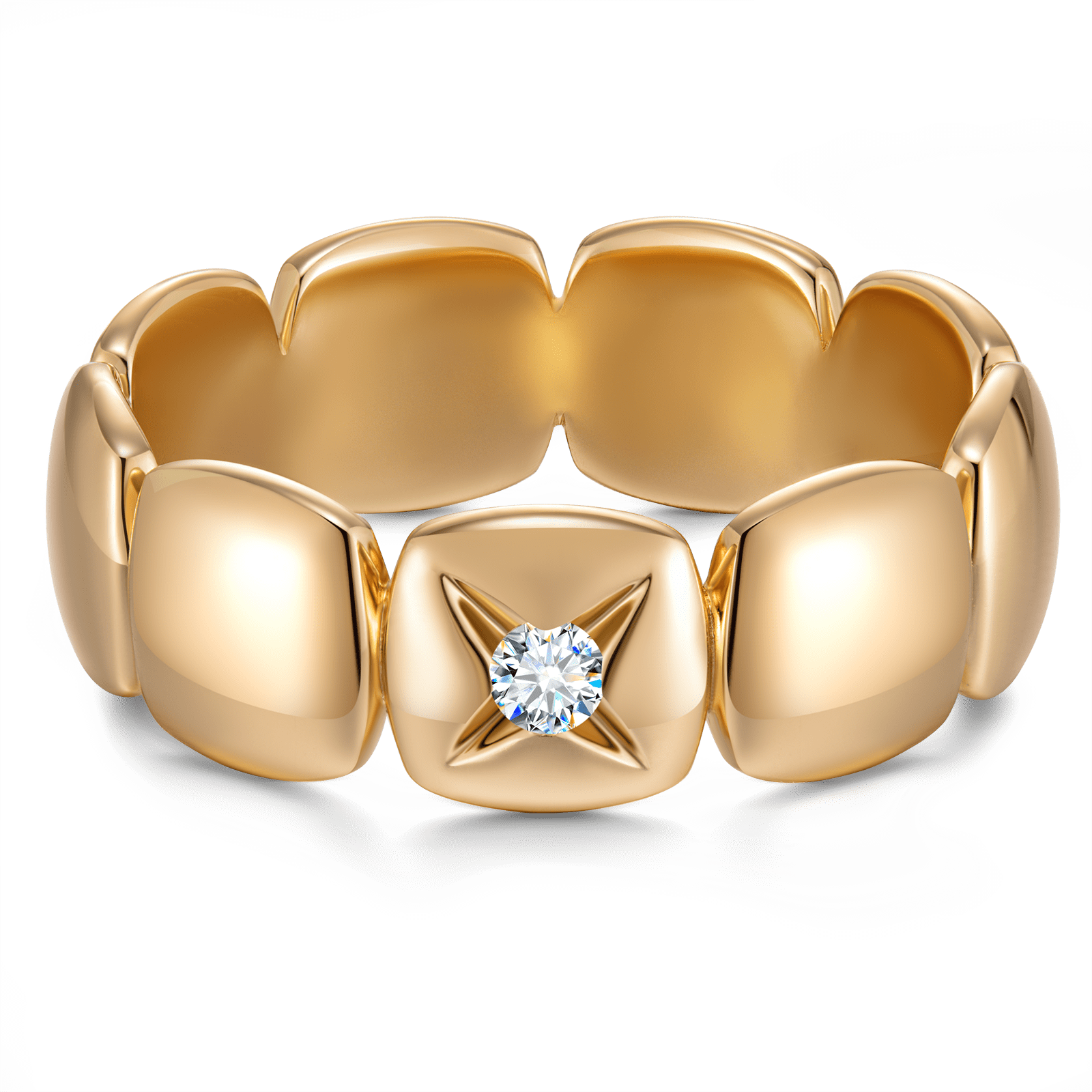 GENUINE LOVE Couple's Rings - 0.052 Carat 14K Yellow Gold Men's Ring with Round Brillant Cut Lab-Grown Diamond