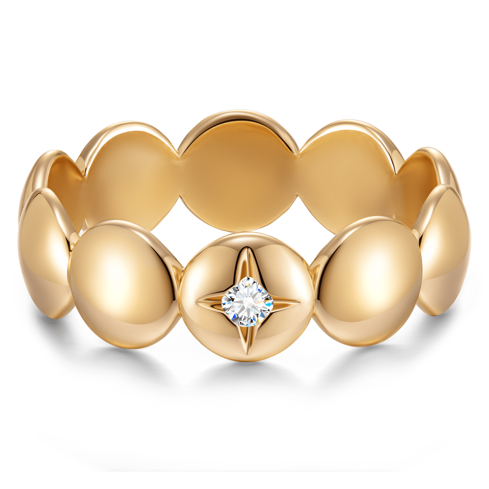 GENUINE LOVE Couple's Rings - 0.039 Carat 14K Yellow Gold Women's Ring with Round Brillant Cut Lab-Grown Diamond