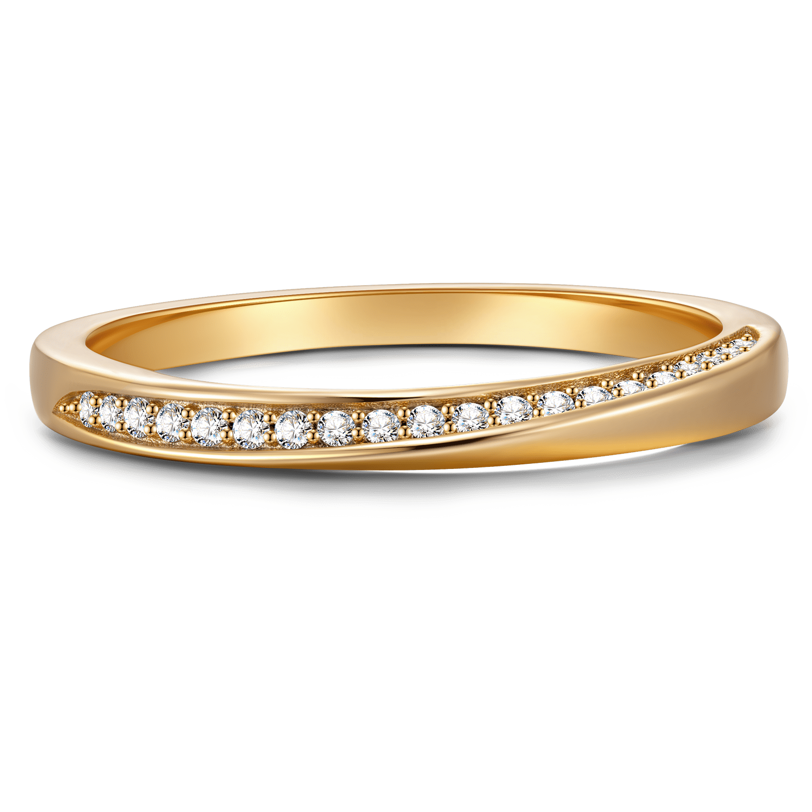 GENUINE LOVE Couple's Rings - 0.118 Carat 14K Yellow Gold Women's Ring with Round Brillant Cut Lab-Grown Diamond