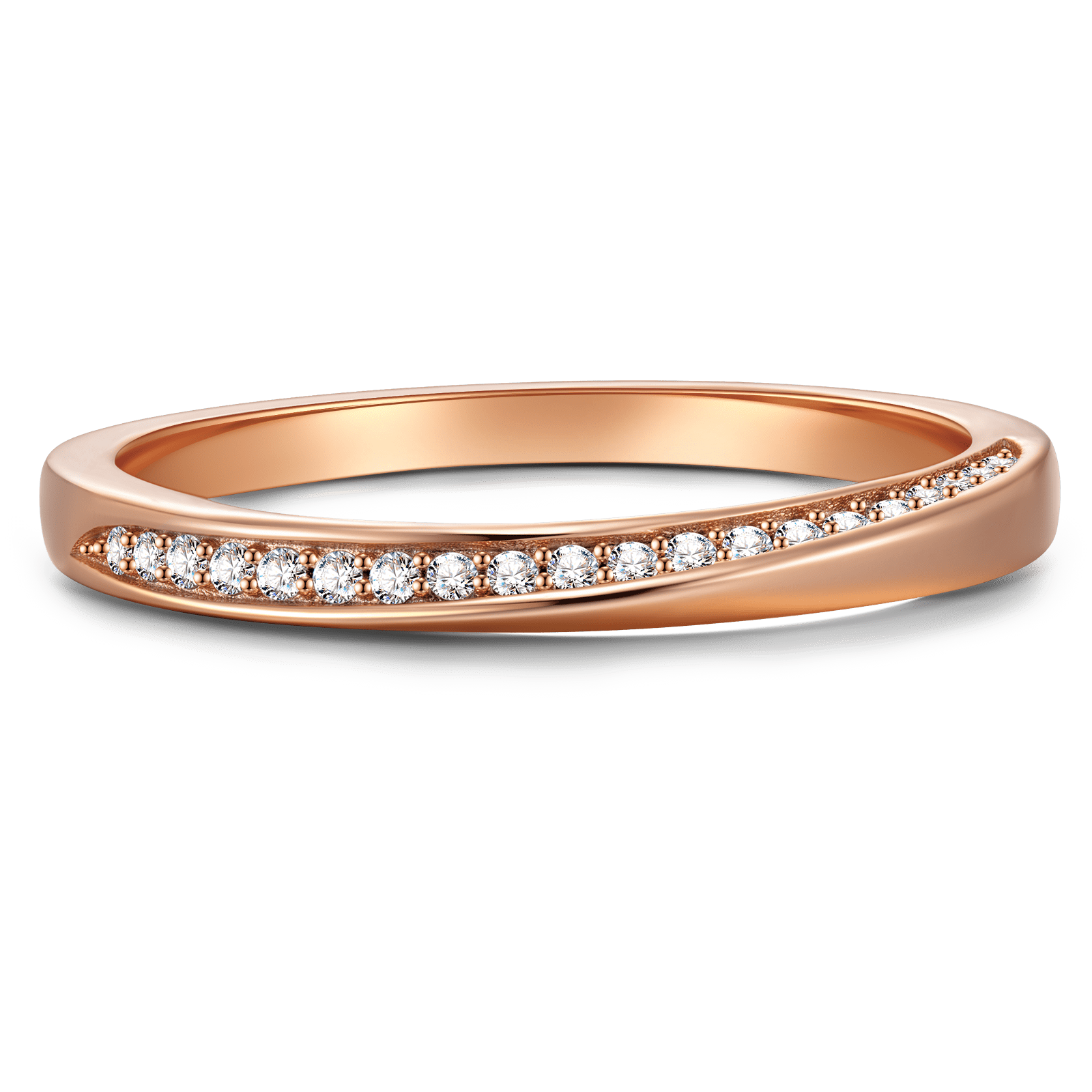 GENUINE LOVE Couple's Rings - 0.118 Carat 14K Rose Gold Women's Ring with Round Brillant Cut Lab-Grown Diamond