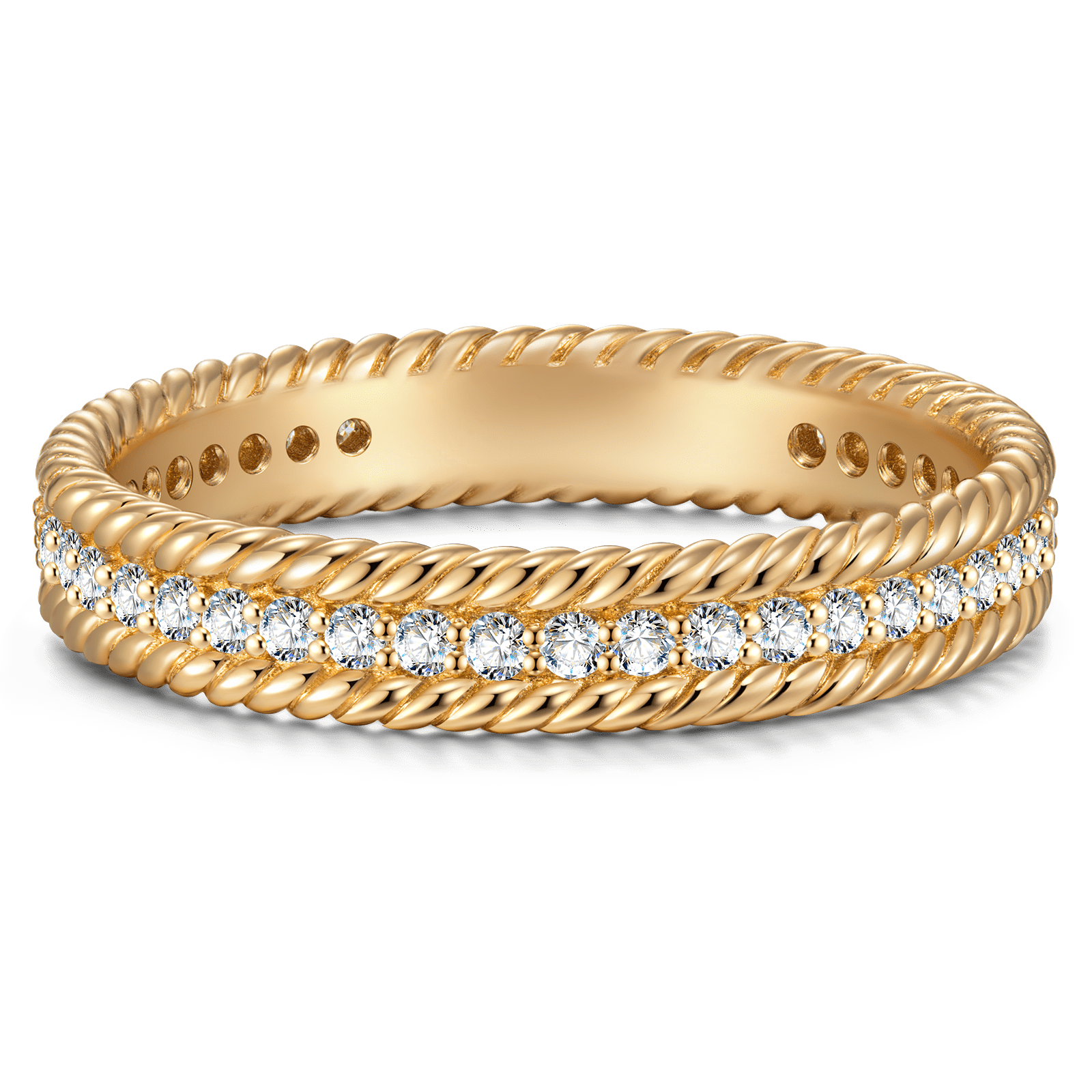 The Destiny Eternity Bands Wedding Ring - 0.546 Carat 14K Yellow Gold with Round Brillant Cut Lab-Grown Diamond