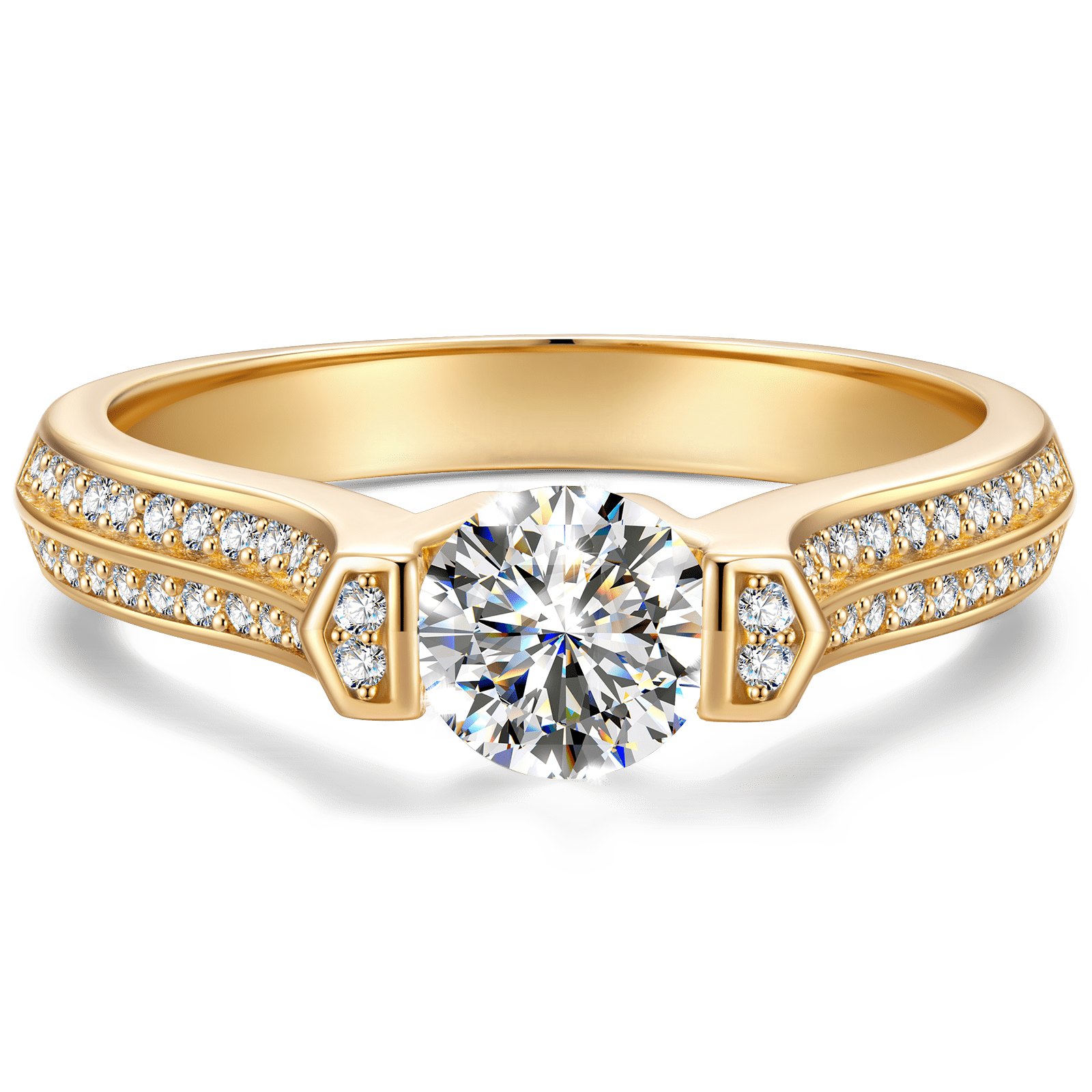 The Destiny Pave Engagement Ring - 1.00 Carat 18K Yellow Gold with a Round Brillant Cut Lab-Grown Diamond