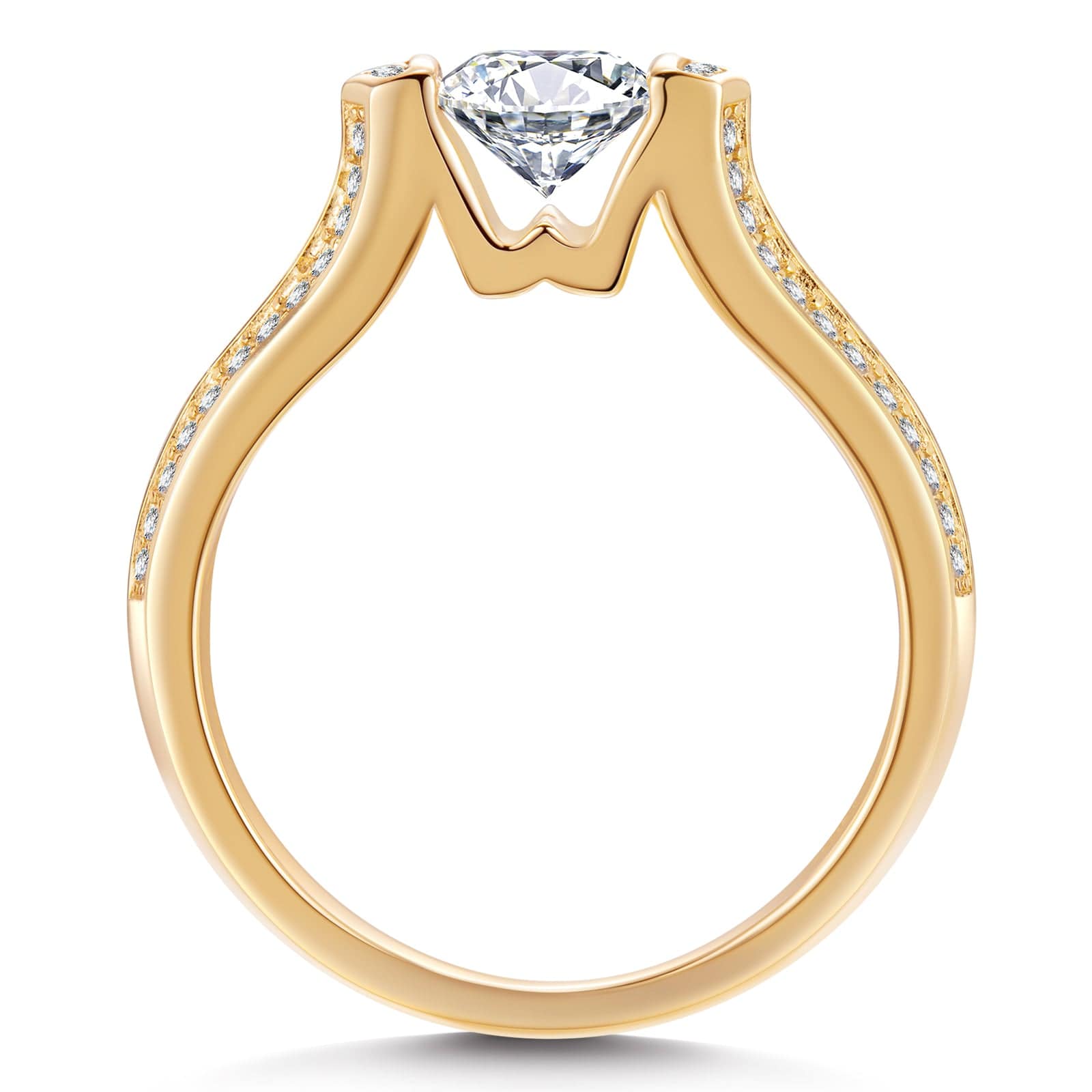 The Destiny Pave Engagement Ring - 1.00 Carat 18K Yellow Gold with a Round Brillant Cut Lab-Grown Diamond