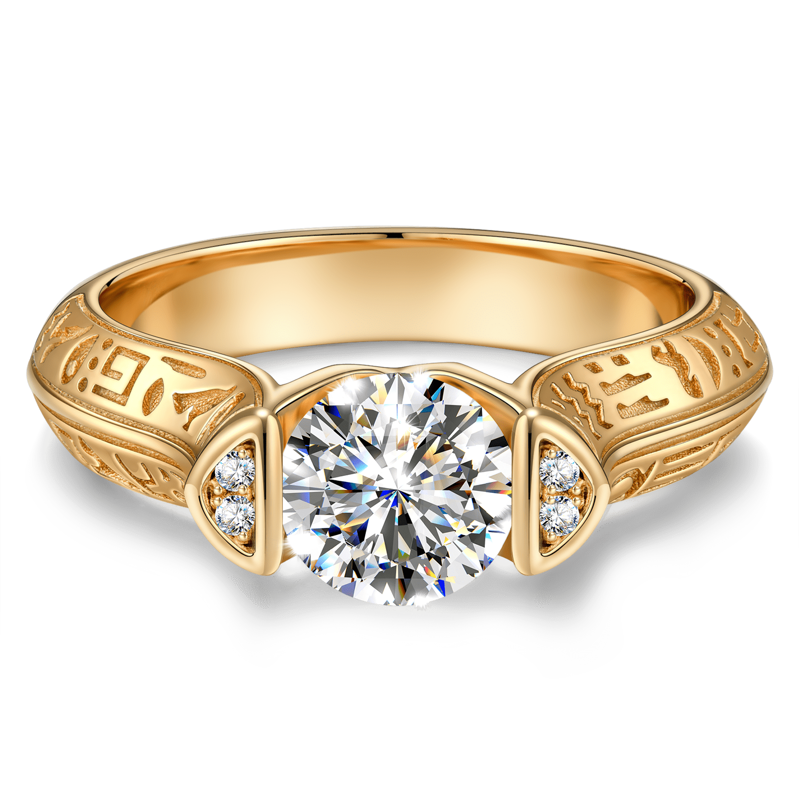 The Destiny Pave Engagement Ring - 1.00 Carat 18K Yellow Gold with a Round Brillant Cut Lab-Grown Diamond