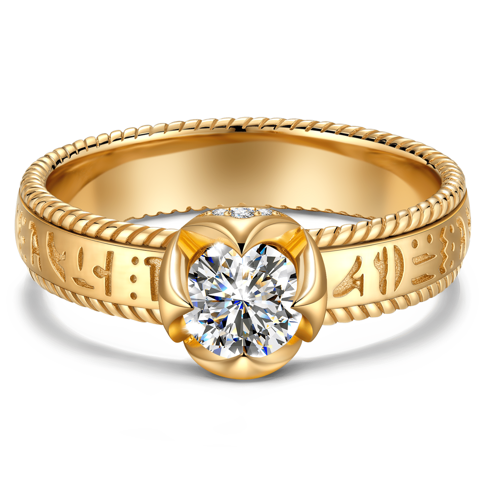 The Destiny Hidden Halo Engagement Ring - 1.00 Carat 18K Yellow Gold with a Round Brillant Cut Lab-Grown Diamond