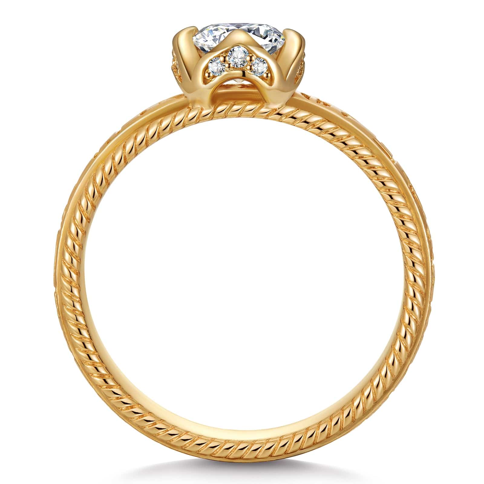 The Destiny Hidden Halo Engagement Ring - 1.00 Carat 18K Yellow Gold with a Round Brillant Cut Lab-Grown Diamond