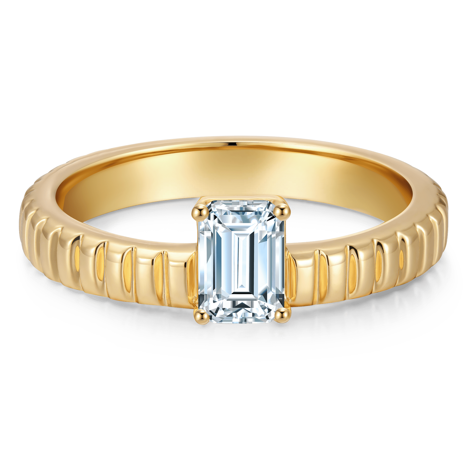 The Destiny Solitaire Engagement Ring - 1.02 Carat 18K Yellow Gold with a Emerald Cut Lab-Grown Diamond