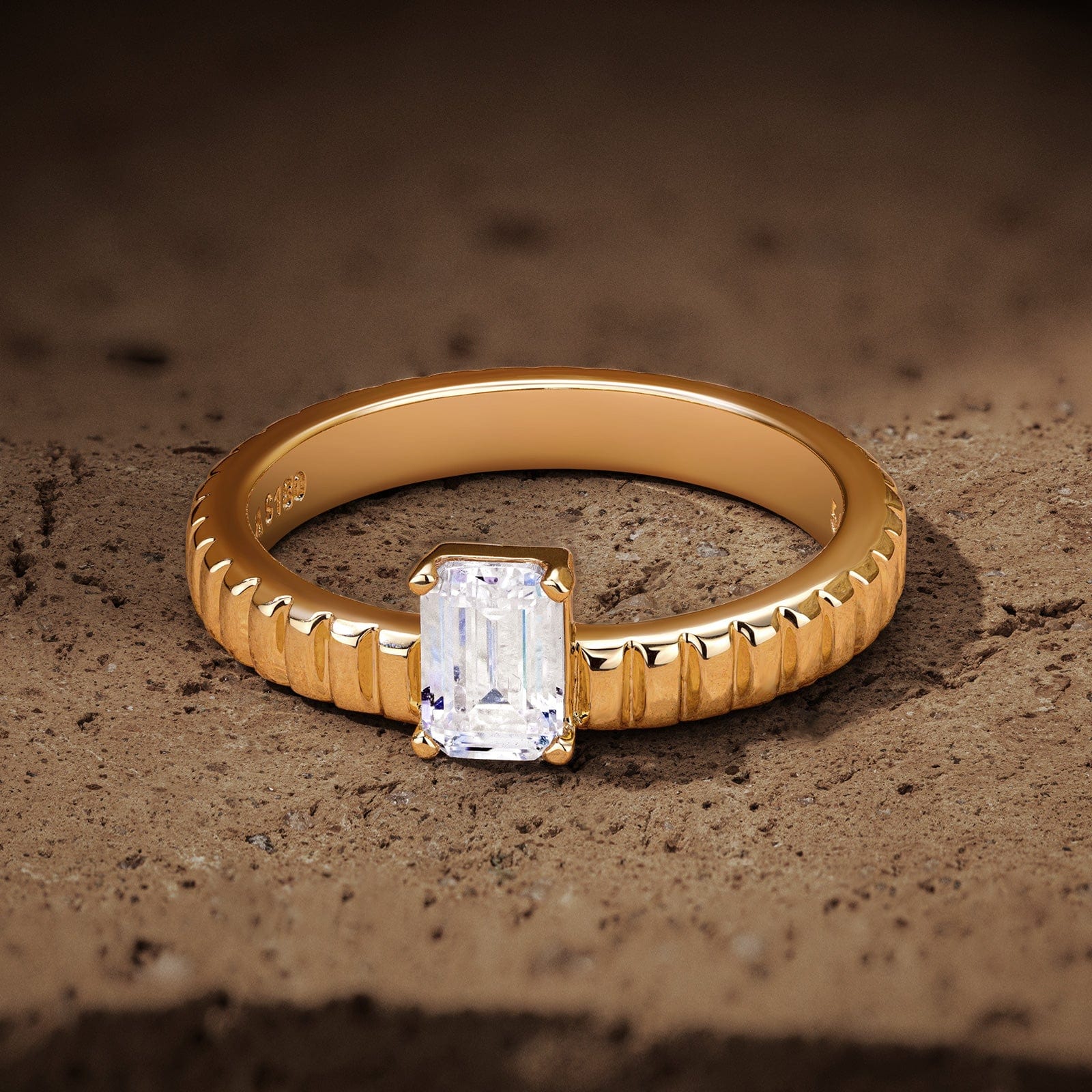 The Destiny Solitaire Engagement Ring - 1.02 Carat 18K Yellow Gold with a Emerald Cut Lab-Grown Diamond