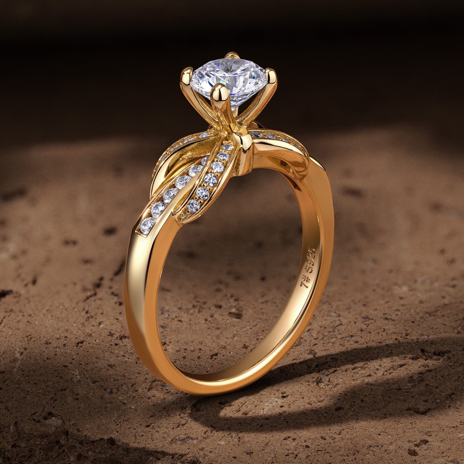 GENUINE LOVE Pave Engagement Ring - 1.00 Carat 10K Yellow Gold with a Round Brillant Cut Lab-Grown Diamond