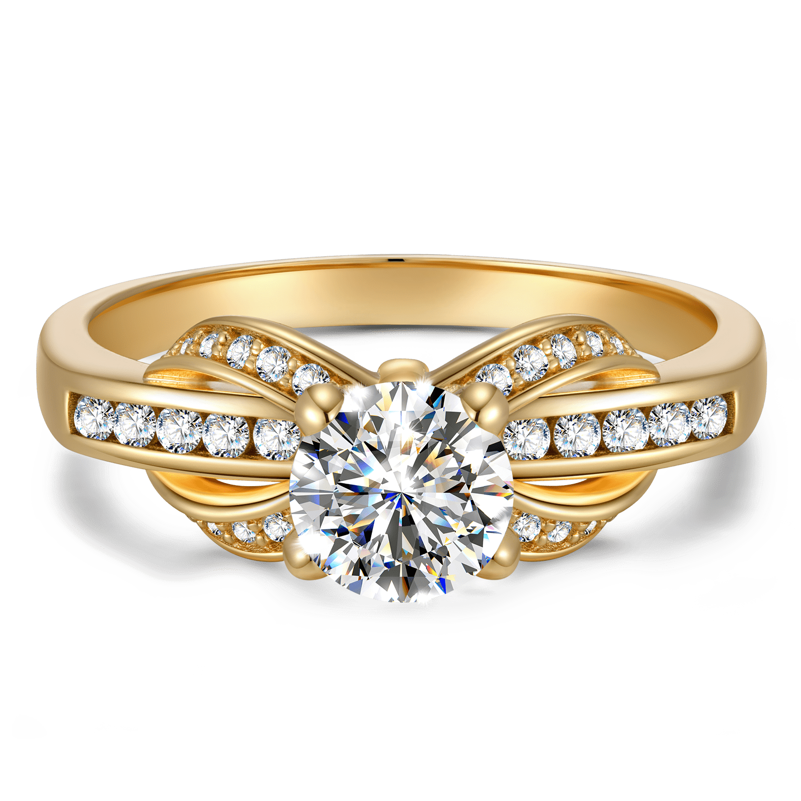 GENUINE LOVE Pave Engagement Ring - 1.00 Carat 14K Yellow Gold with a Round Brillant Cut Lab-Grown Diamond