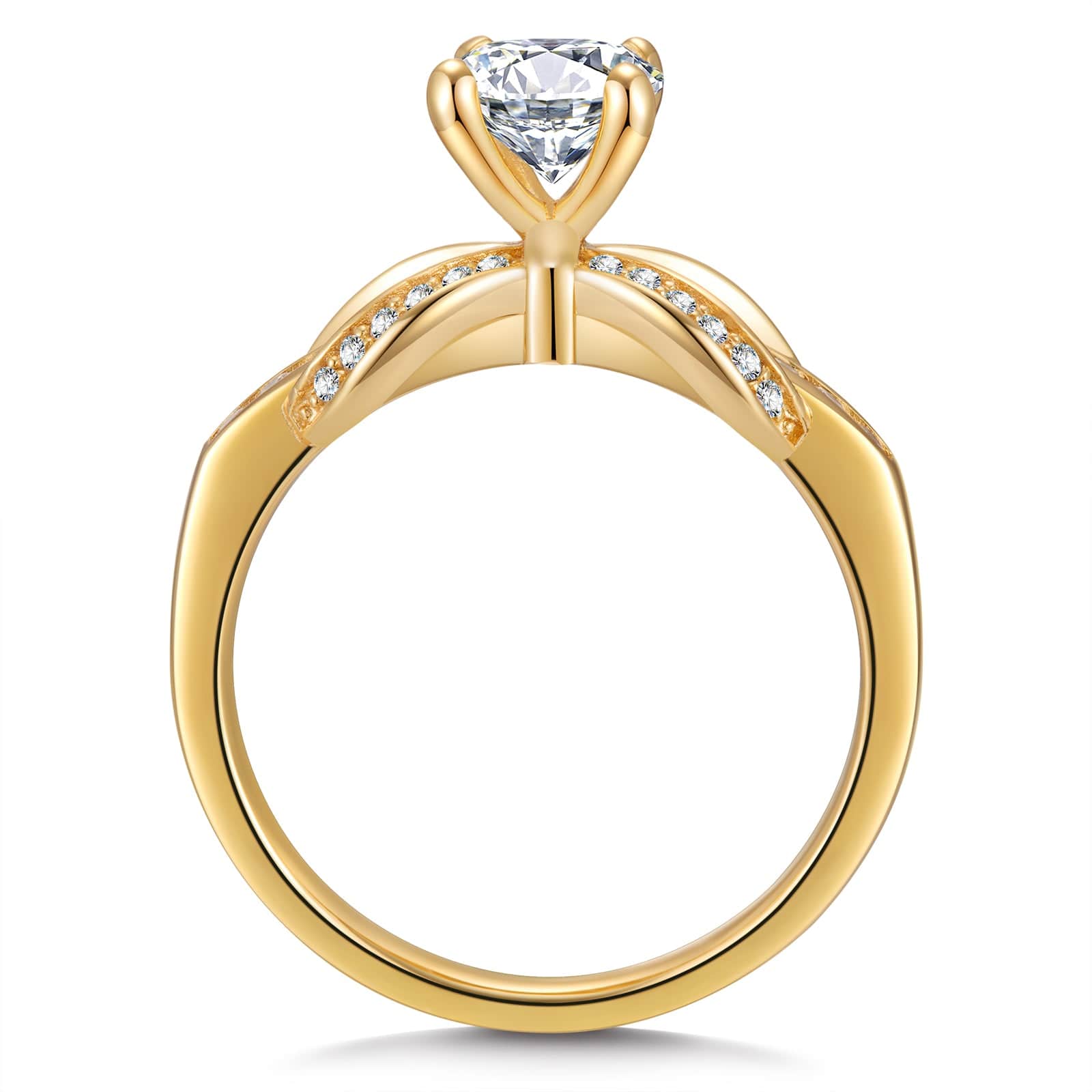 GENUINE LOVE Pave Engagement Ring - 1.00 Carat 14K Yellow Gold with a Round Brillant Cut Lab-Grown Diamond