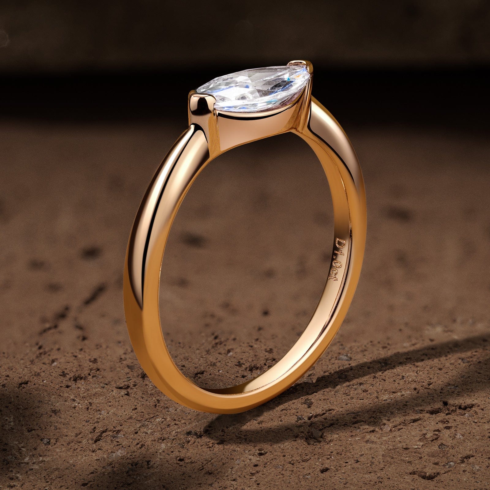 GENUINE LOVE Solitaire Engagement Ring - 1.01 Carat 18K Yellow Gold with a Marquise Brilliant Cut Lab-Grown Diamond