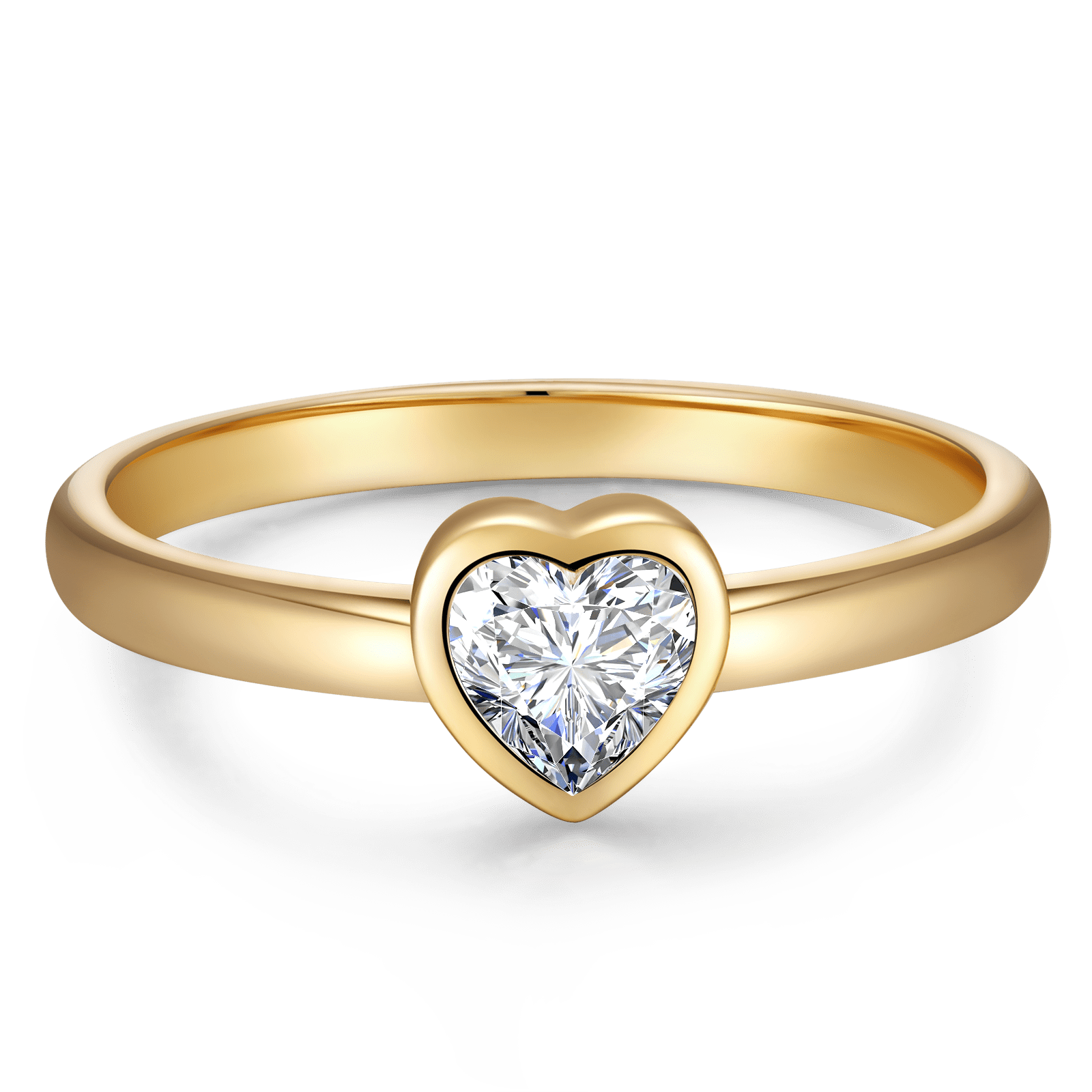 GENUINE LOVE Solitaire Engagement Ring - 1.00 Carat 14K Yellow Gold with a Heart Brilliant Cut Lab-Grown Diamond