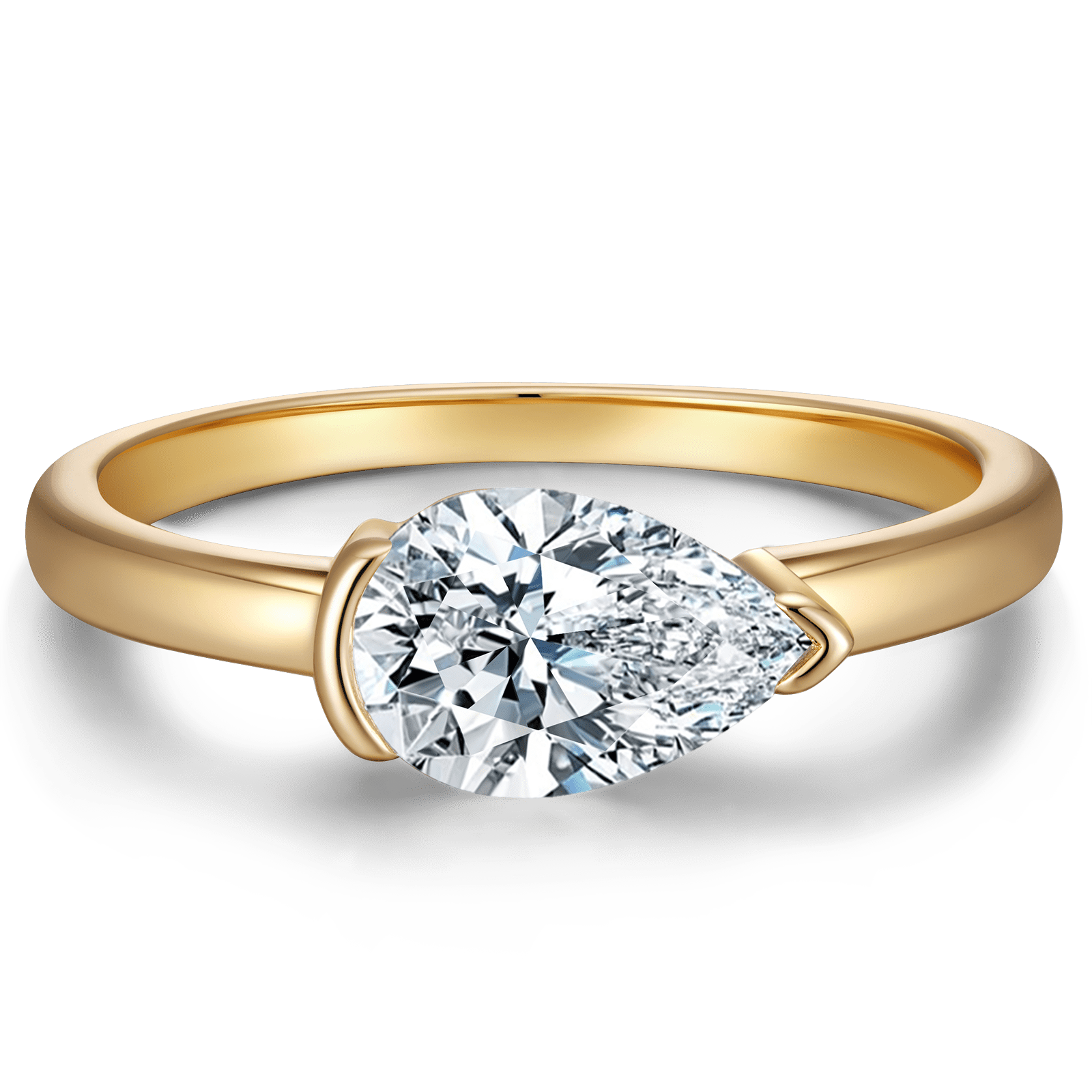 GENUINE LOVE Solitaire Engagement Ring - 1.15 Carat 14K Yellow Gold with a Pear Brilliant Cut Lab-Grown Diamond