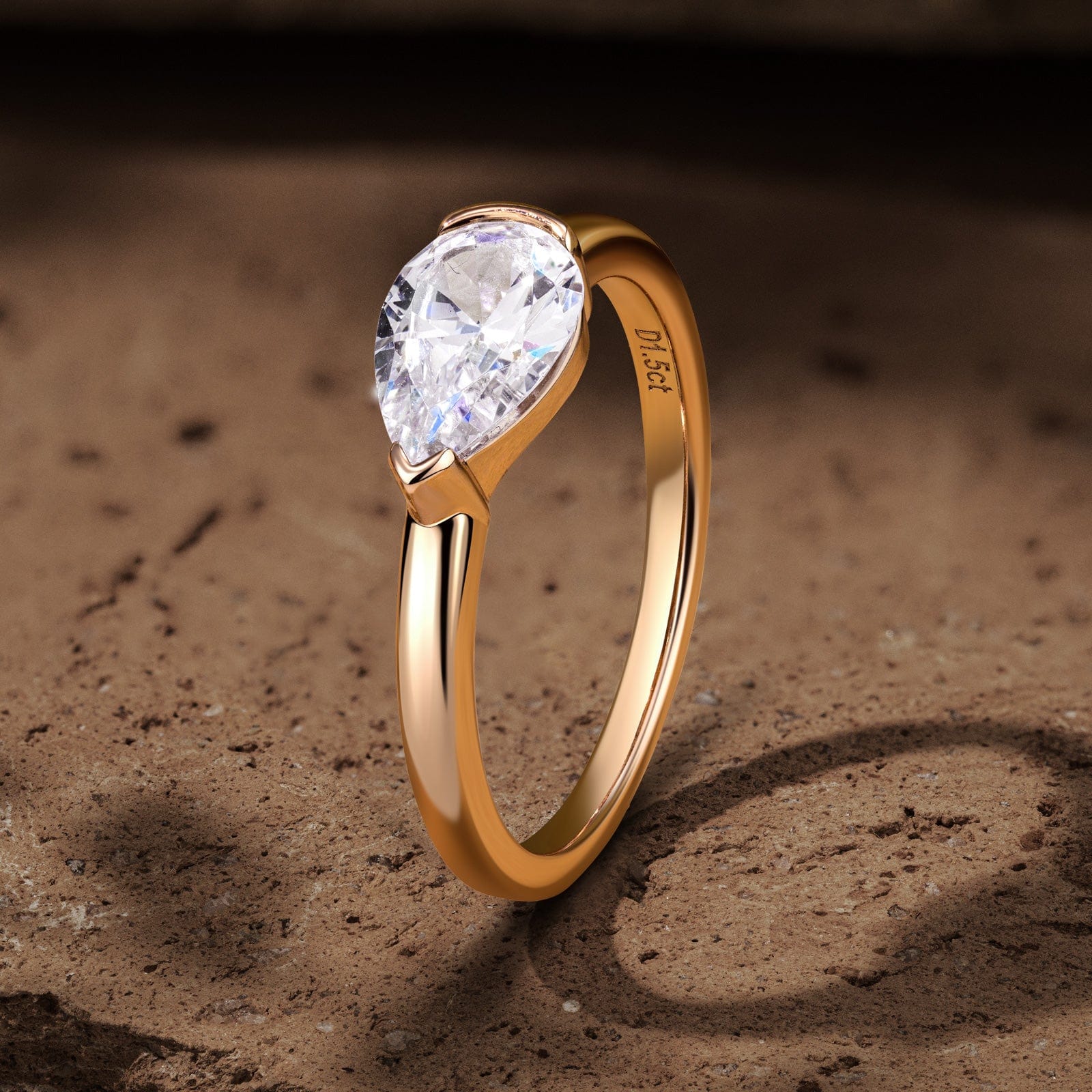 GENUINE LOVE Solitaire Engagement Ring - 1.15 Carat 14K Yellow Gold with a Pear Brilliant Cut Lab-Grown Diamond