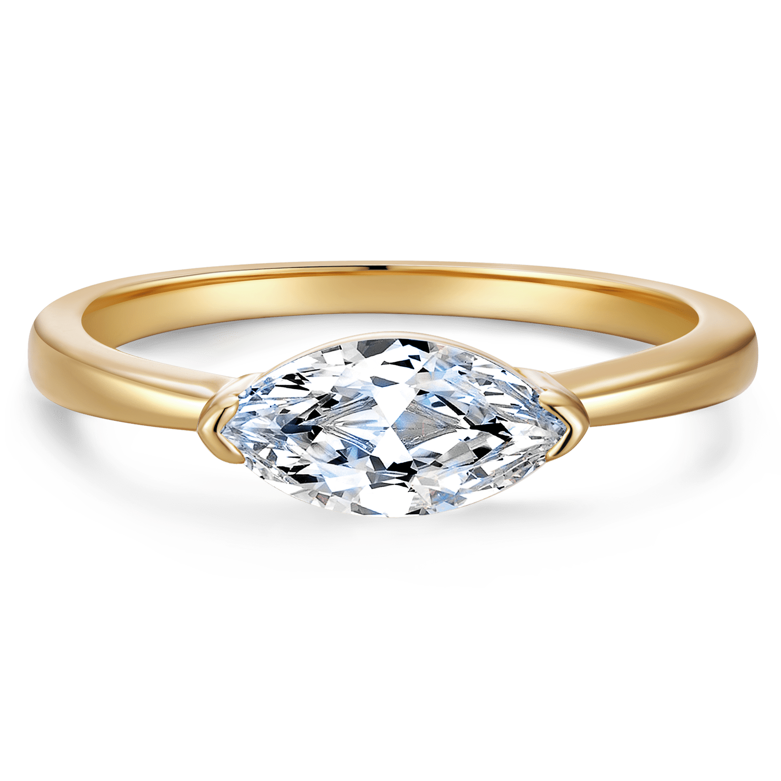 GENUINE LOVE Solitaire Engagement Ring - 1.01 Carat 14K Yellow Gold with a Marquise Brilliant Cut Lab-Grown Diamond