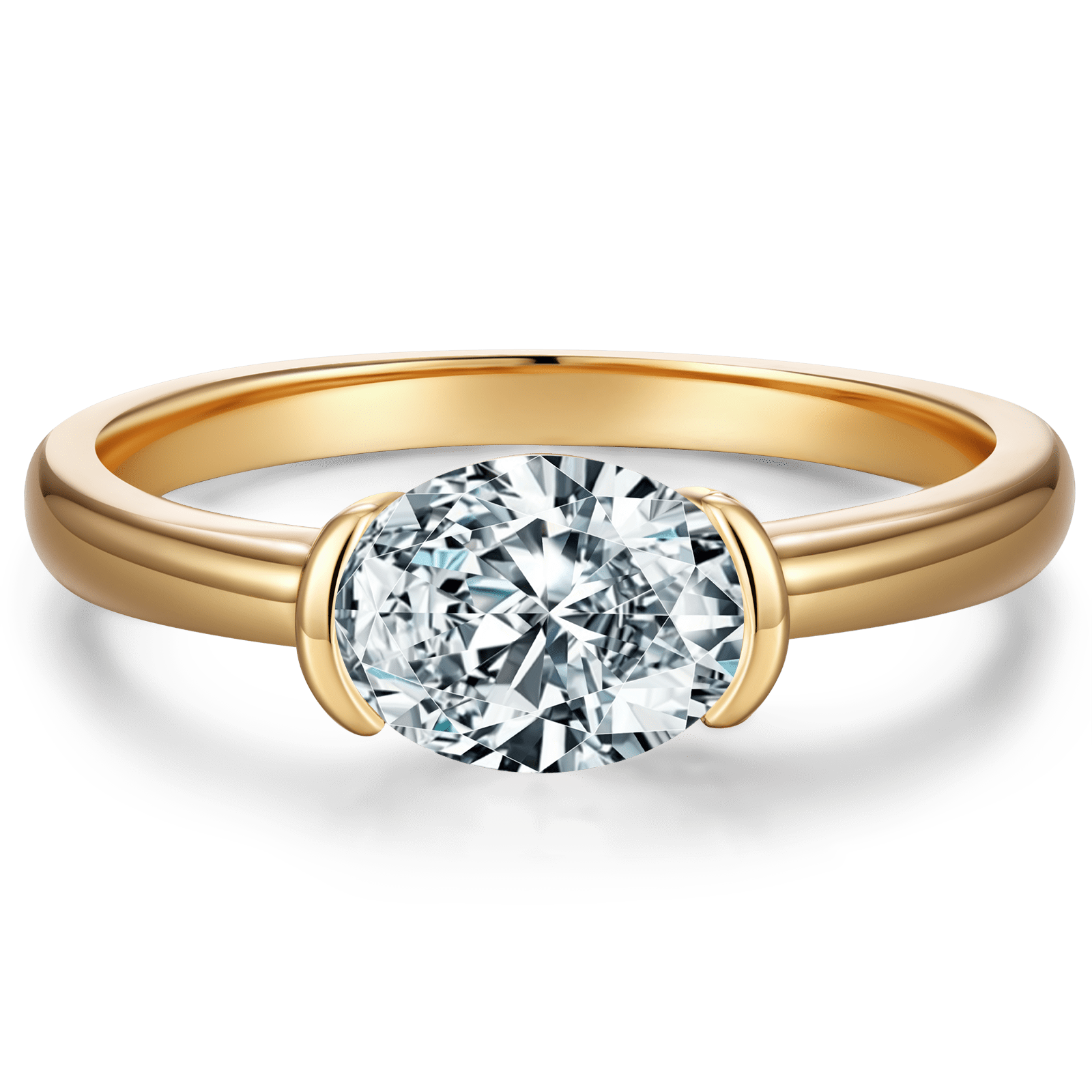 GENUINE LOVE Solitaire Engagement Ring - 1.01 Carat 14K Yellow Gold with a Oval Brilliant Cut Lab-Grown Diamond