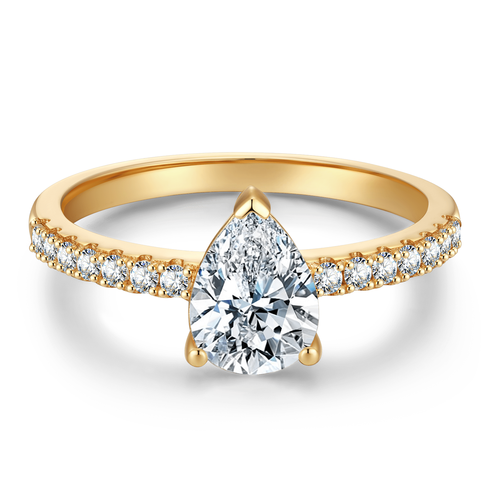 GENUINE LOVE Pave Engagement Ring - 1.01 Carat 14K Yellow Gold with a Pear Brilliant Cut Lab-Grown Diamond